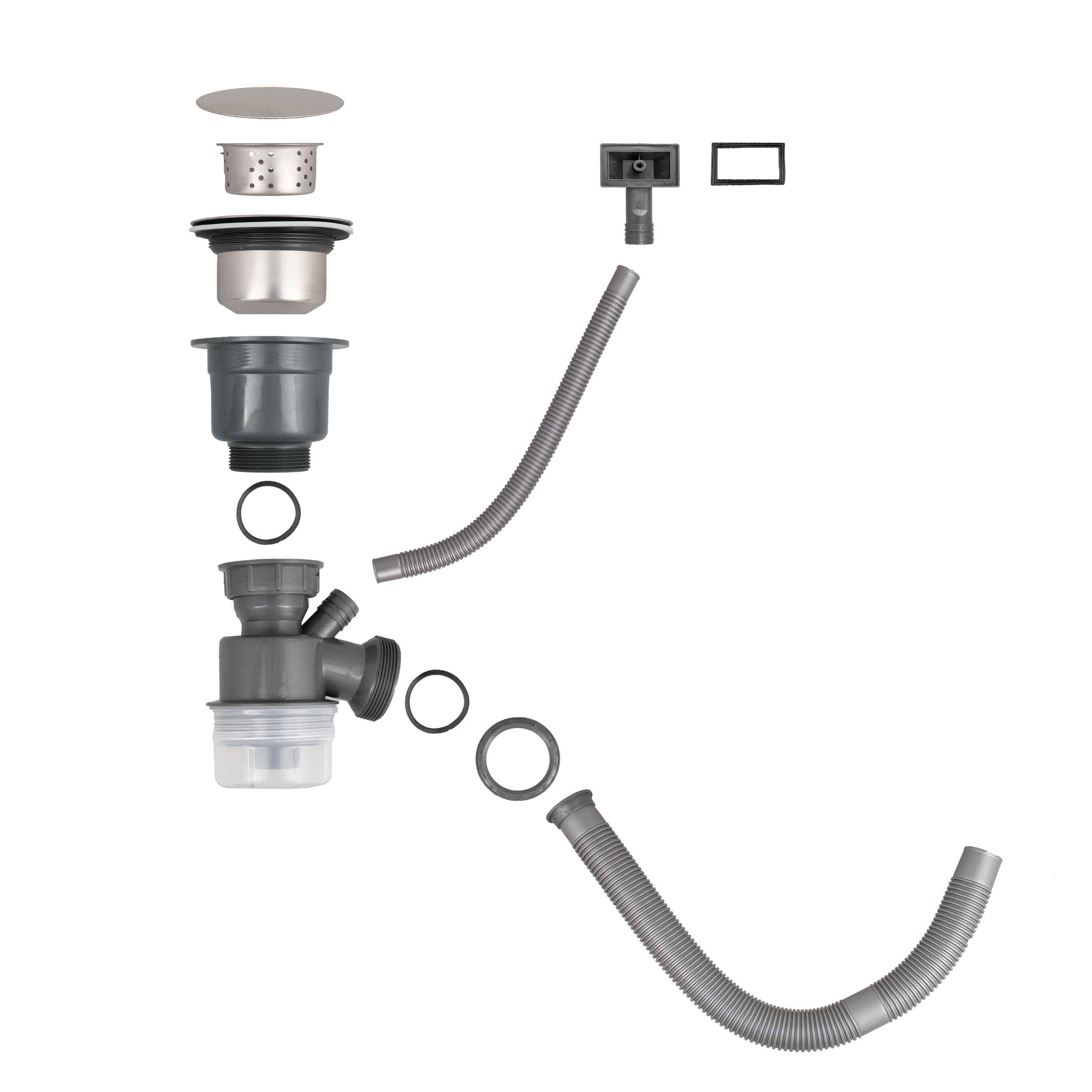 Изображение товара Сифон для раковины Dikalan D40 мм серый DW001 надежный пластик