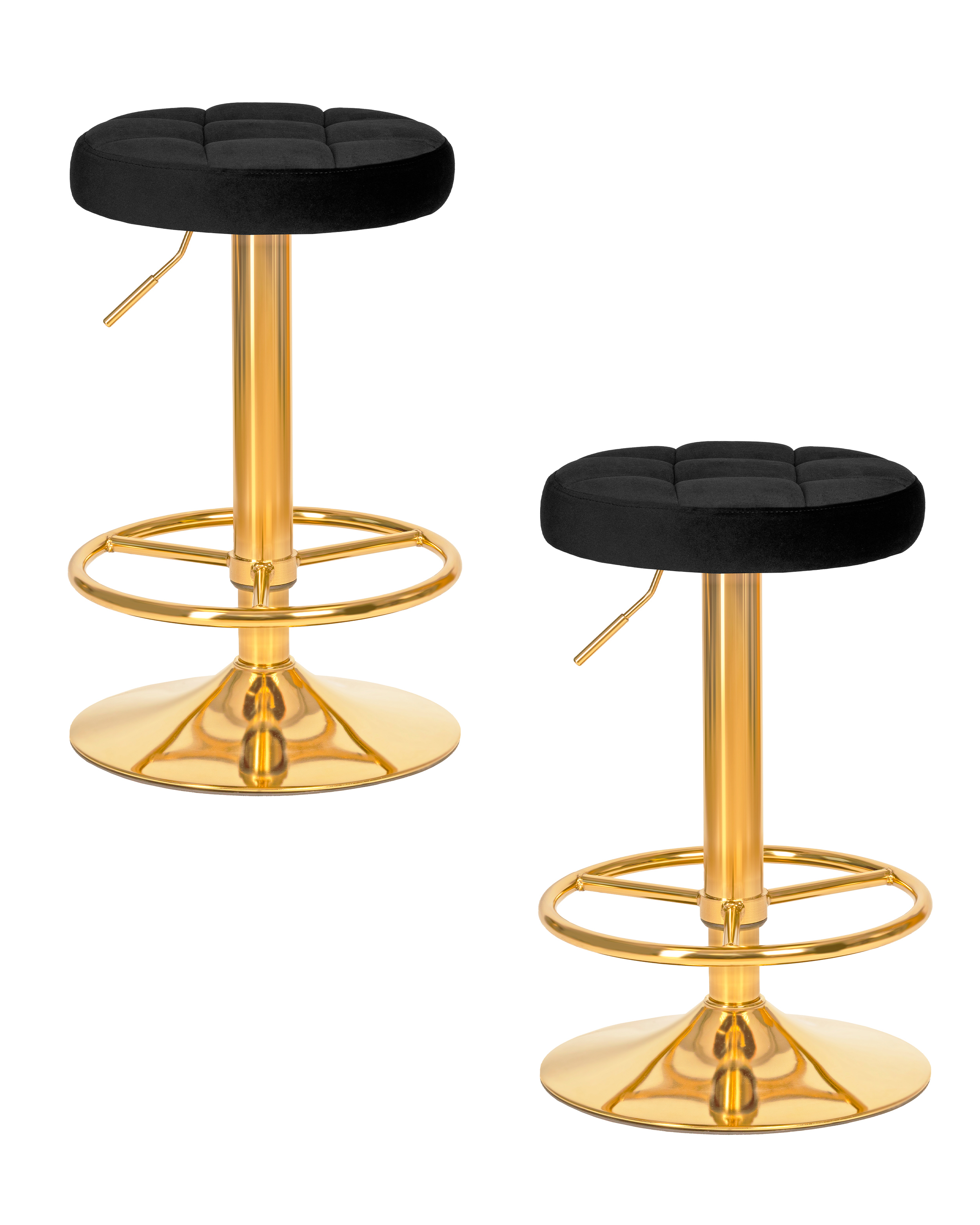 Изображение товара Комплект 2 барных табурета Dobrin Bruno gold lm-5008 регулируемые черные велюр