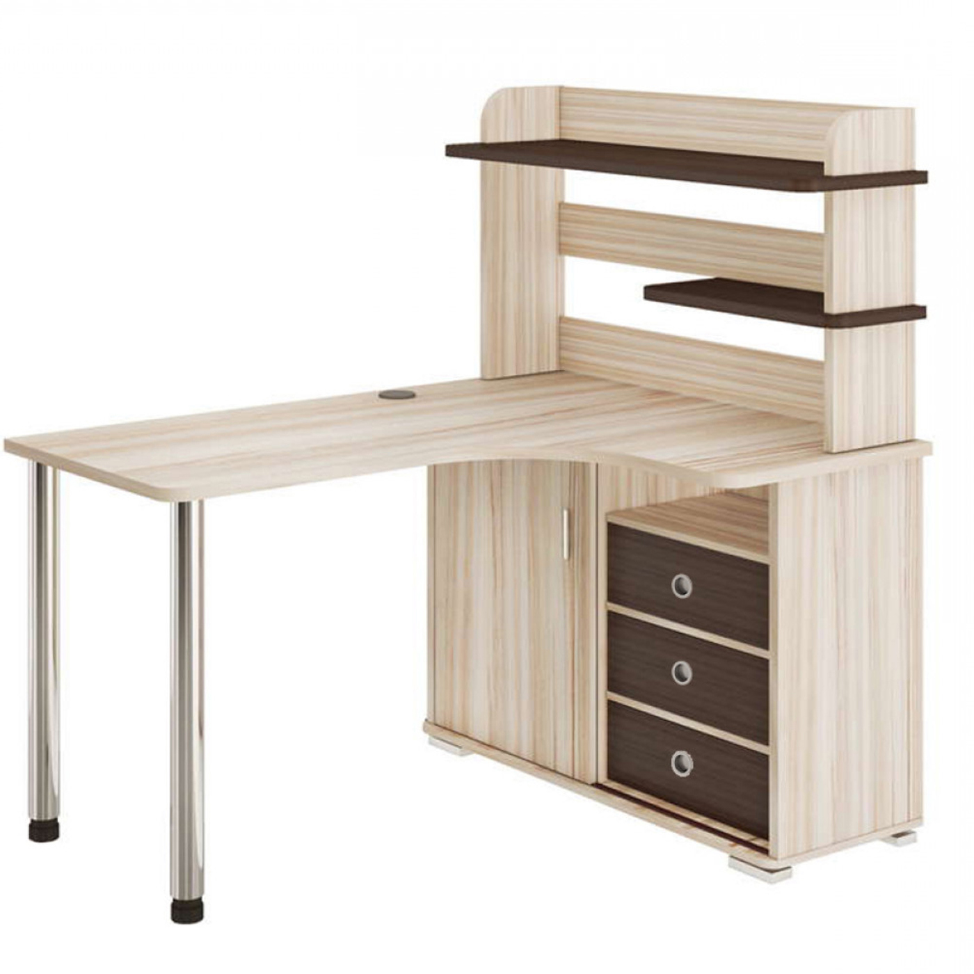 Изображение товара Стол Мэрдэс СР-165М КШК-Ч ПРАВ угловой из ЛДСП с ящиками и надстройкой