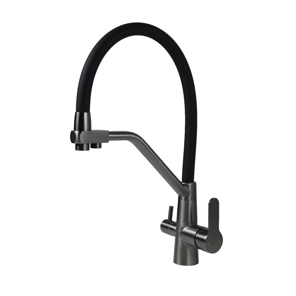 Изображение товара Смеситель для кухни Soul of calypso CS17123-9 гибкий излив 19.5 см цвет стальной серый