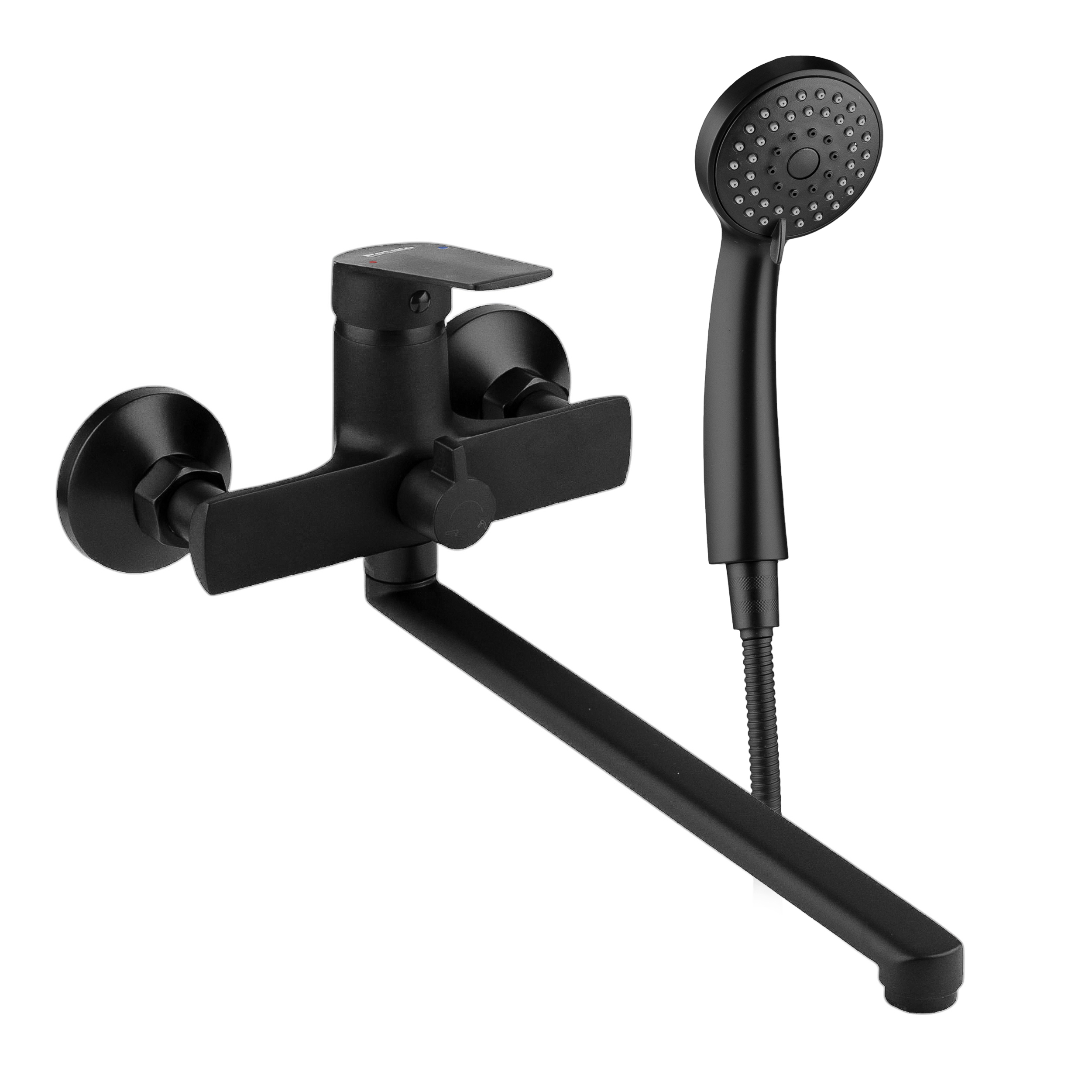 Изображение товара Смеситель POTATO P22167-6 для ванны с душем и длинным изливом 35 см, черный матовый