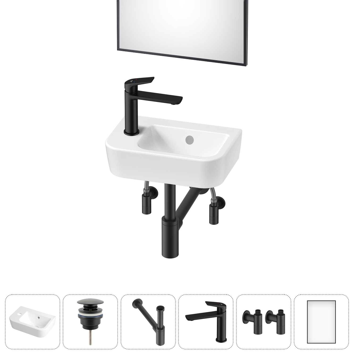 Изображение товара Раковина Lavinia Boho One 20217314R 37см с комплектом 6 в 1 белая глянцевая Германия