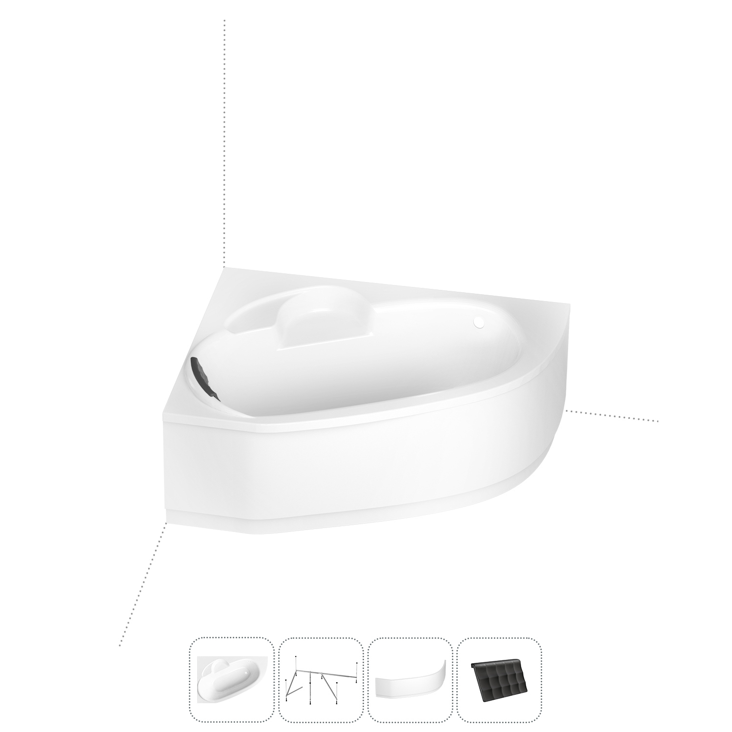 Изображение товара Угловая ванна Lavinia Boho Bell Pro S2-370216PL 160x105 см с каркасом и подголовником