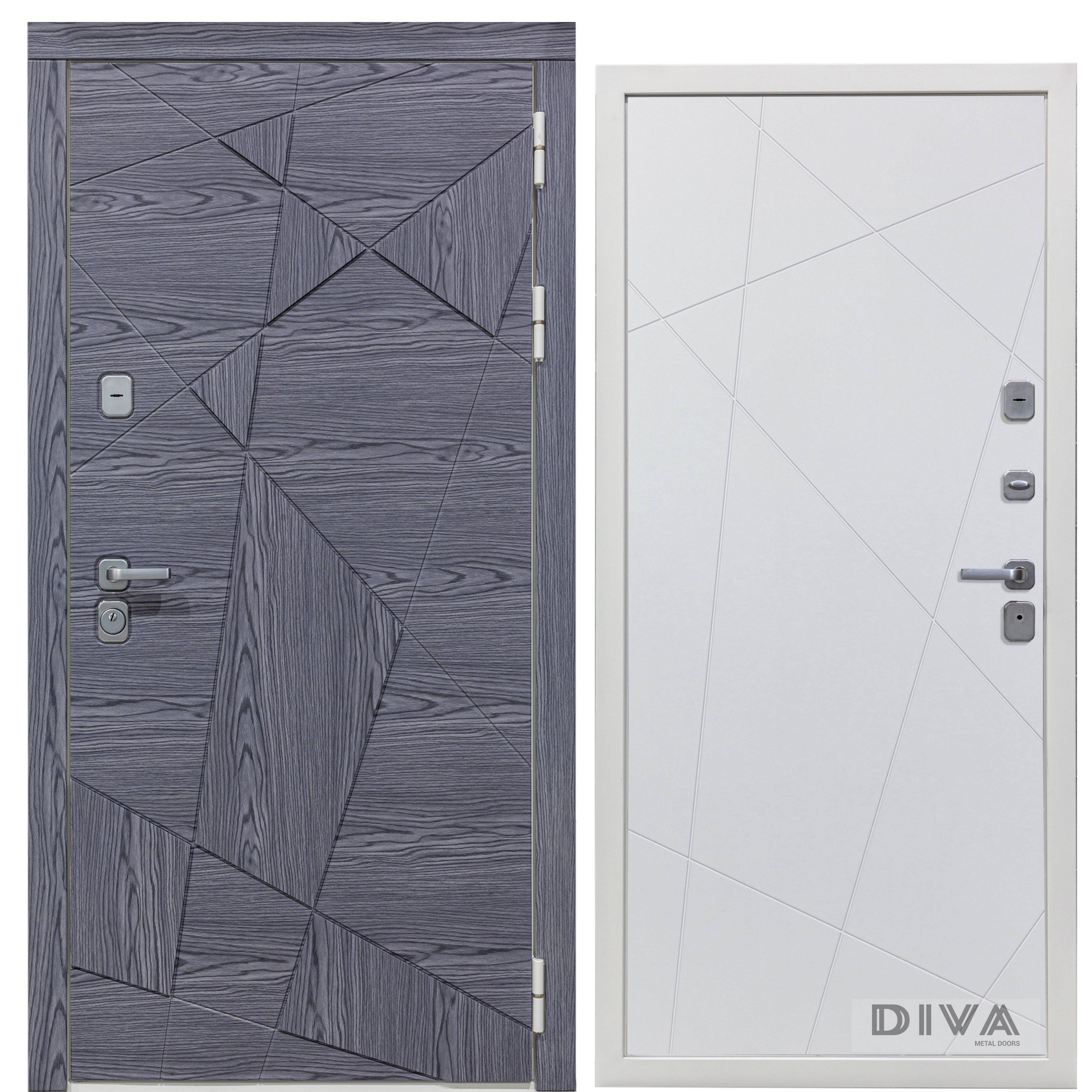 Изображение товара Входная дверь Diva Line 40 960x2050см левый цвет дуб графит/Д11 белый софт