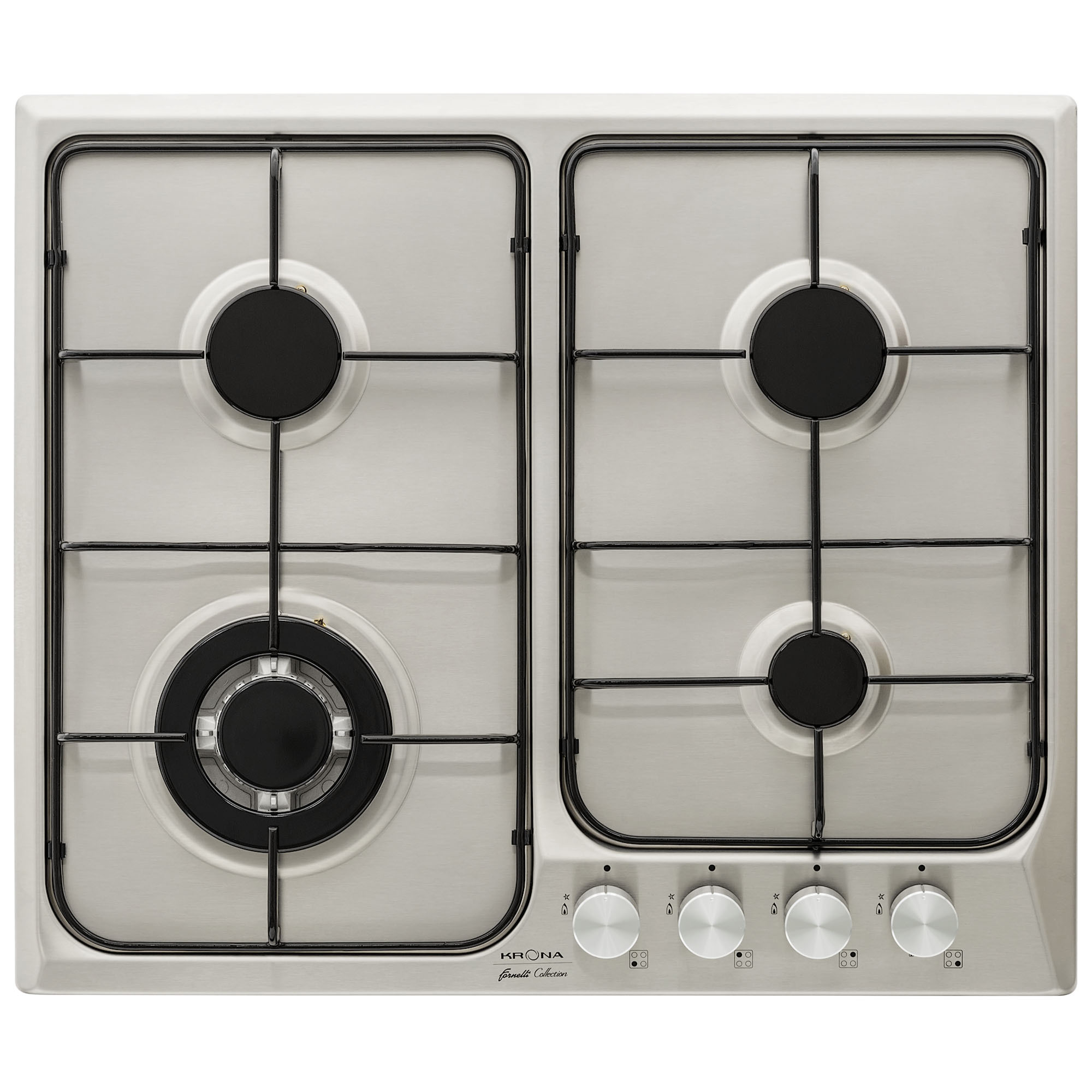 Изображение товара Газовая варочная панель Krona SALVATORE 60 IX 4 конфорки серебристая встроенная