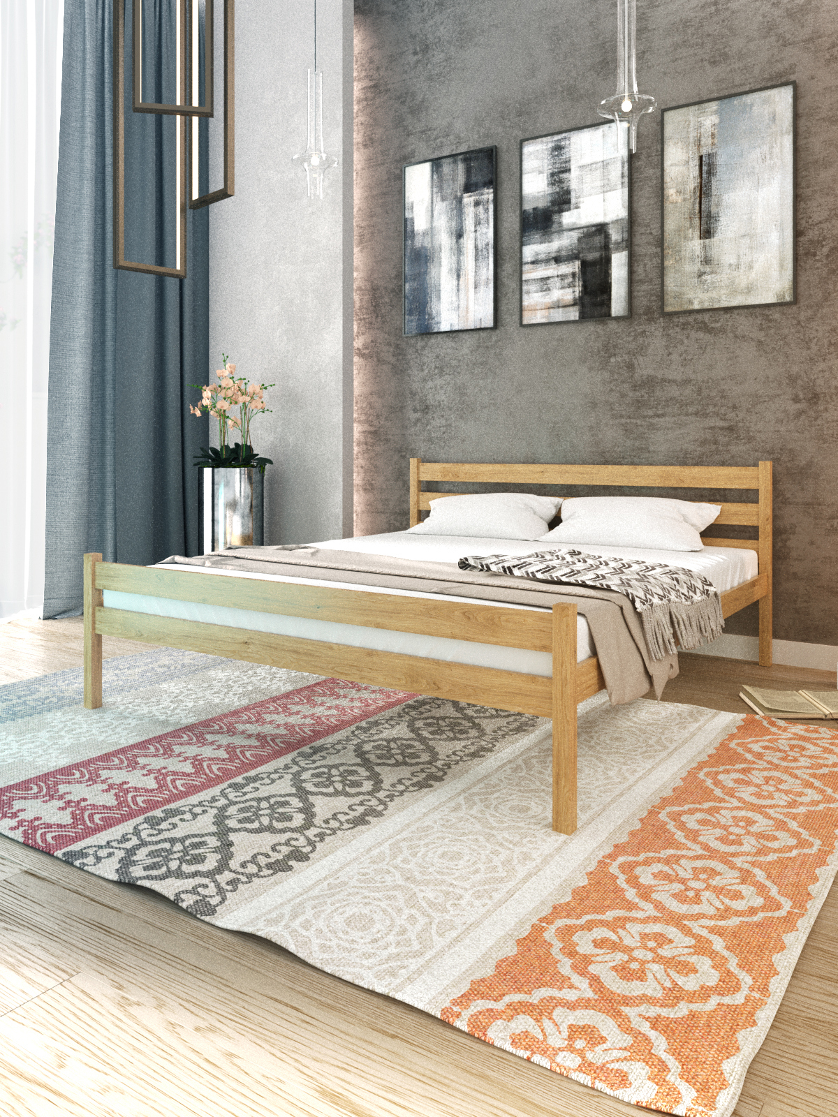 Изображение товара Двуспальная кровать Топчанъ Классик 160x88x200 см из массива сосны