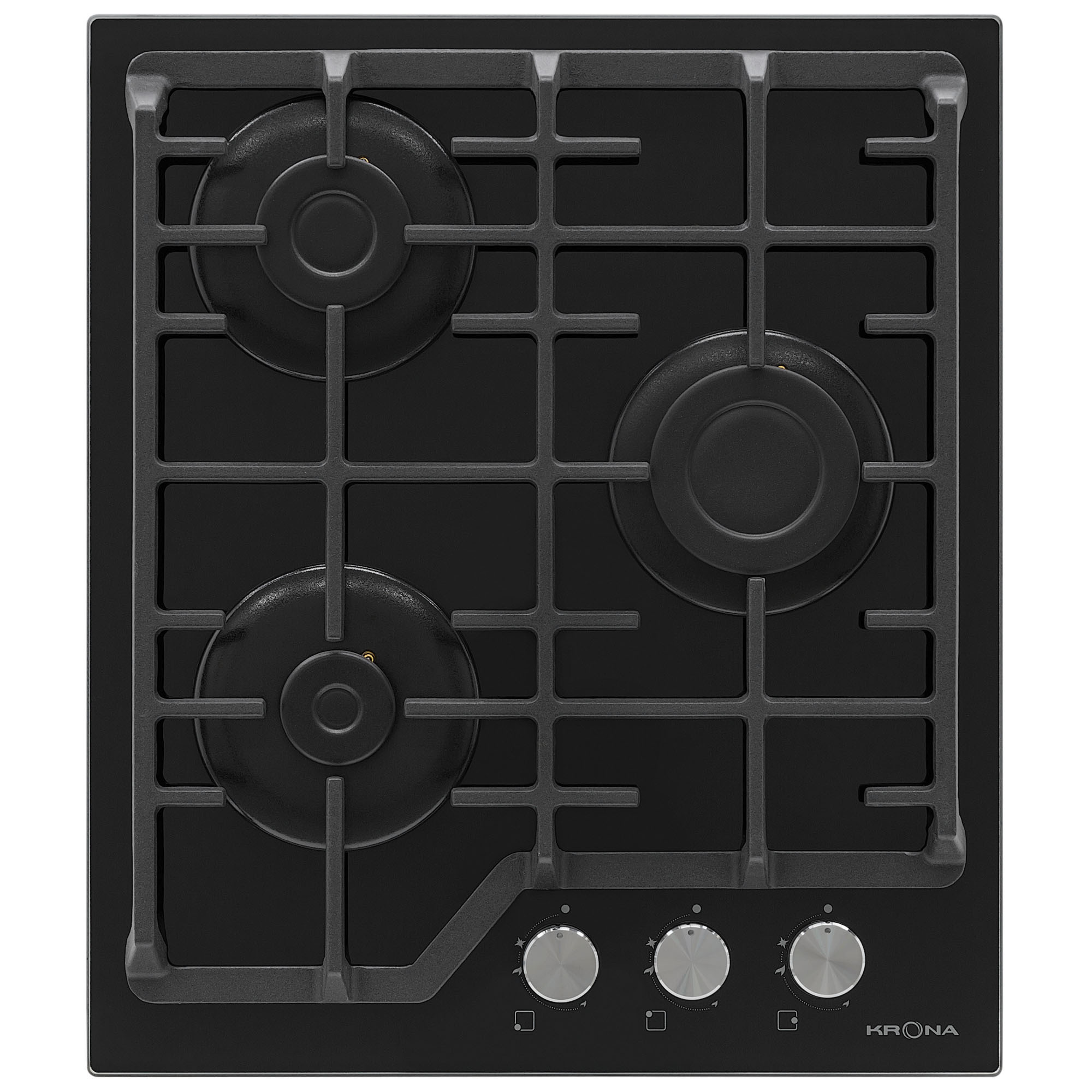 Изображение товара Газовая варочная панель Krona GALILEO 45 BL 44 см 3 конфорки цвет черный.