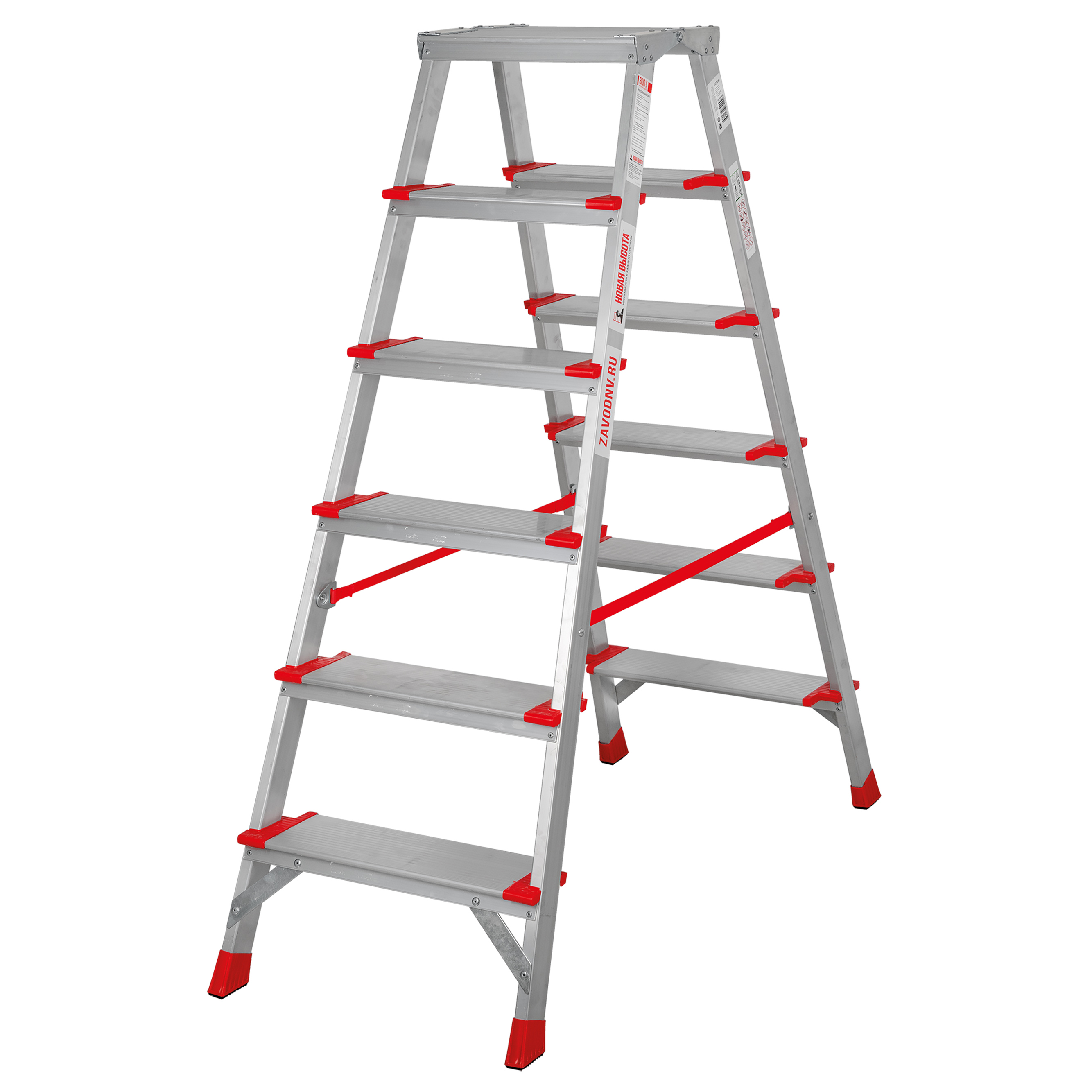 Изображение товара Алюминиевая двухсторонняя стремянка NV 3127 6 ступеней 133 см Россия