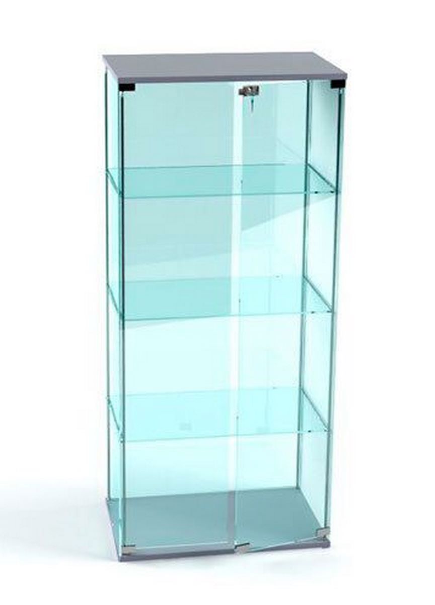 Изображение товара Шкаф-витрина 68x163 см Универсал из дерева и стекла серый