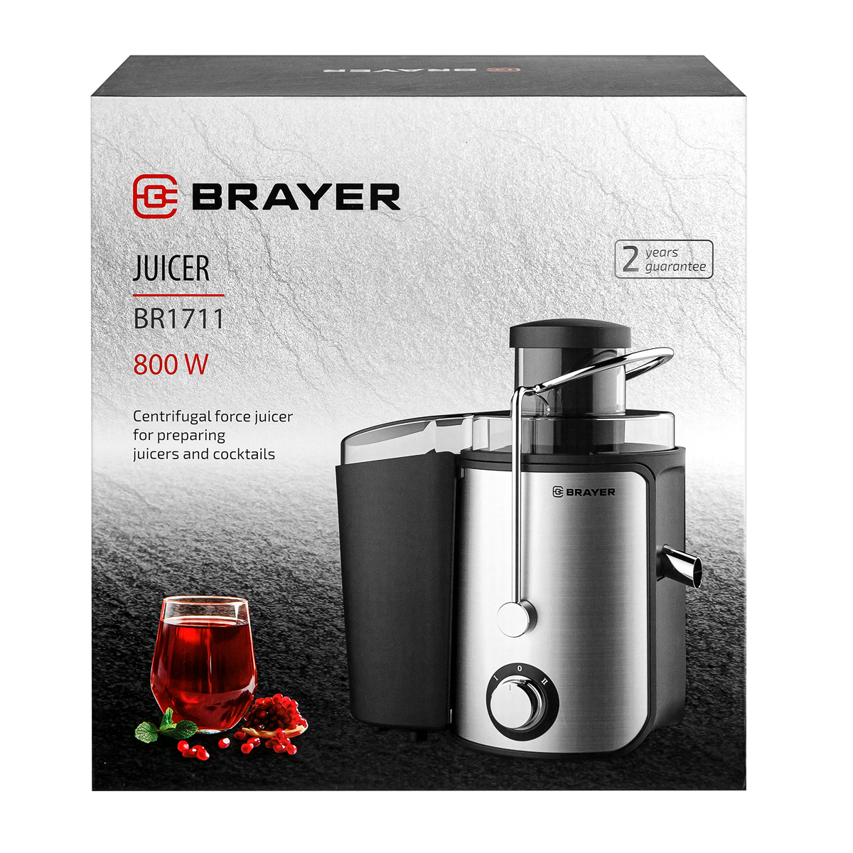 Изображение товара Электрическая соковыжималка Brayer 1711BR 800 Вт серебристая металлик