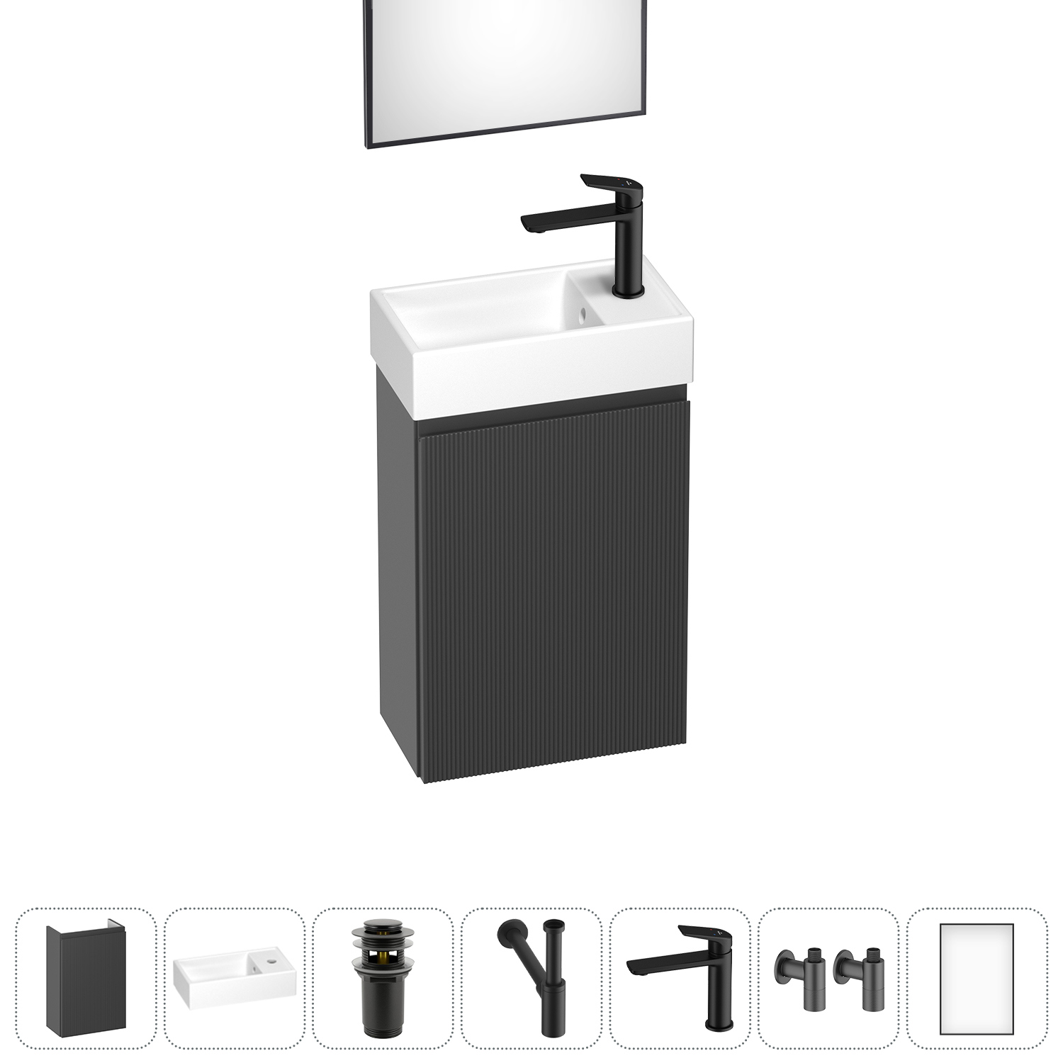 Изображение товара Подвесная тумба с раковиной Wellsee WC Area 40 см Польша серый глянец