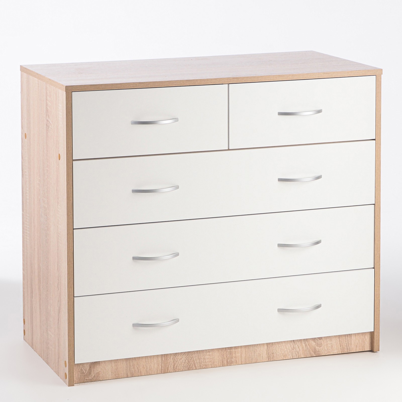 Изображение товара Комод Клик мебель 7428494 5 ящиков дуб сонома белый мебель для дома