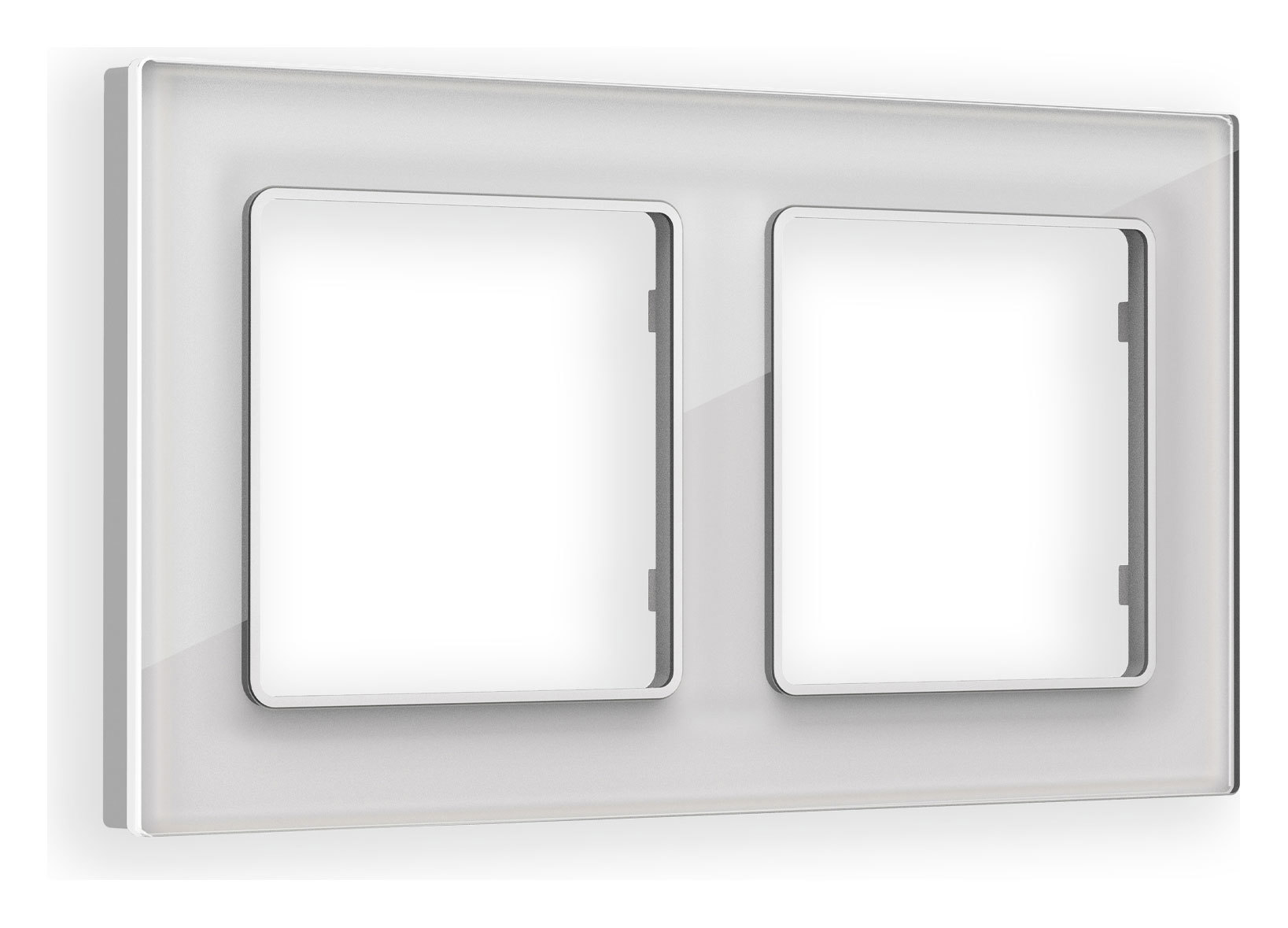 Изображение товара Ambrella volt Alfa Platos AF330402 рамка 2 поста серебро стекло