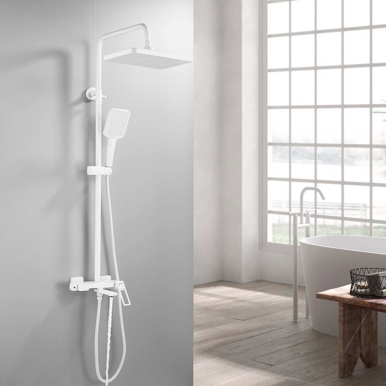 Изображение товара Душевая система Shevanik S6836C белый тропический душ с 3 режимами