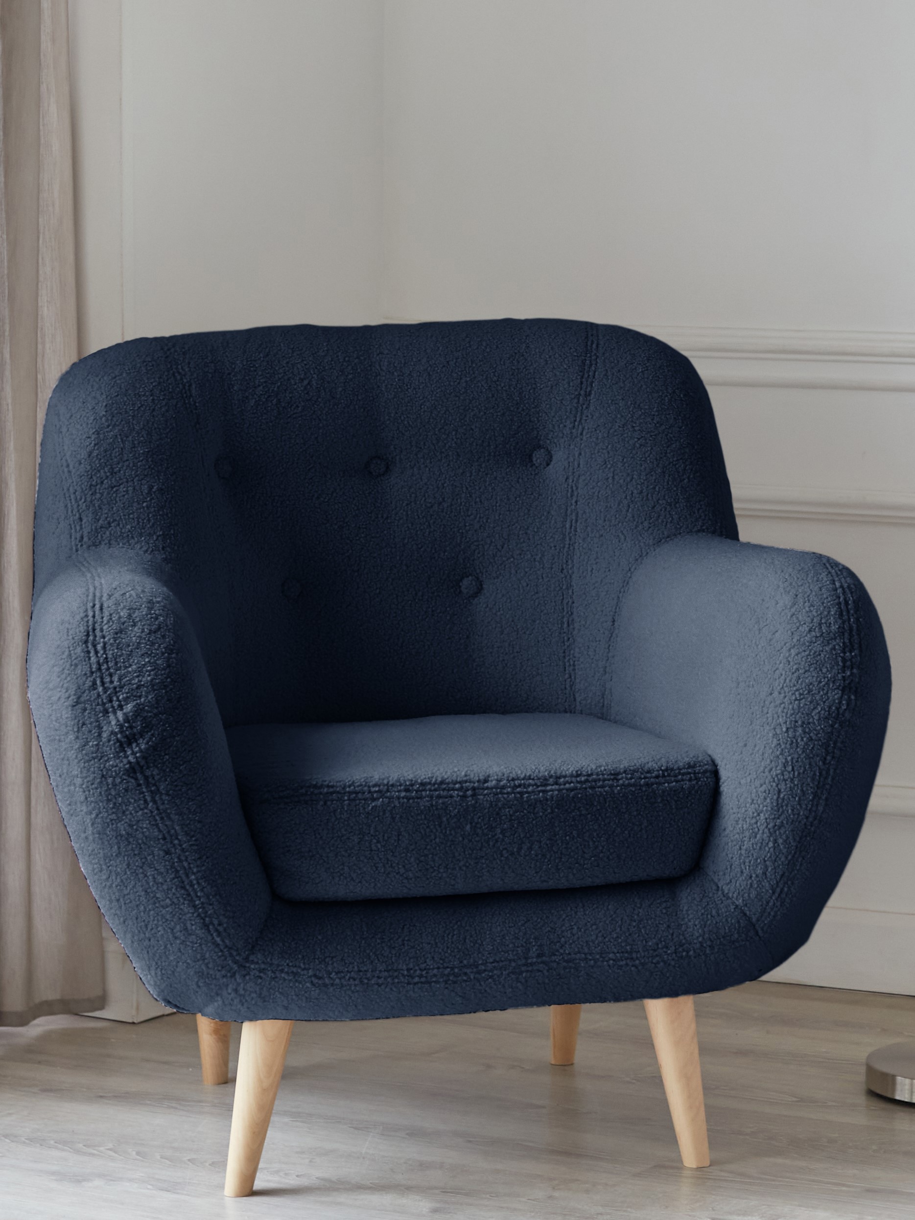 Изображение товара Кресло Элефант из искусственного меха темно-синий комфортное и стильное