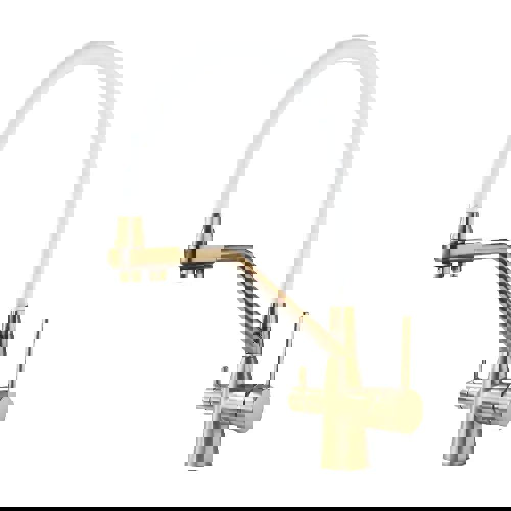 Изображение товара Кухонный смеситель Maretti ENG31RGF13 из латуни с гибким излив и золотым покрытием