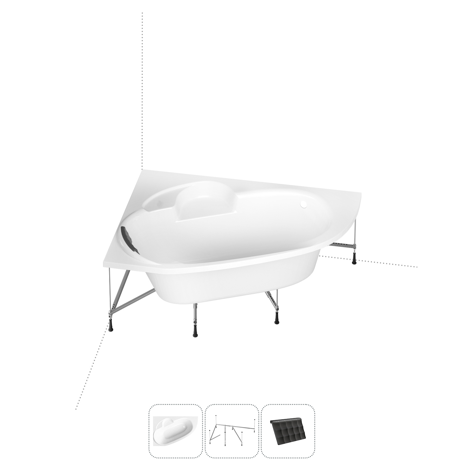 Изображение товара Угловая ванна Lavinia Boho Bell Pro 140x95 см акрил с металлическим каркасом