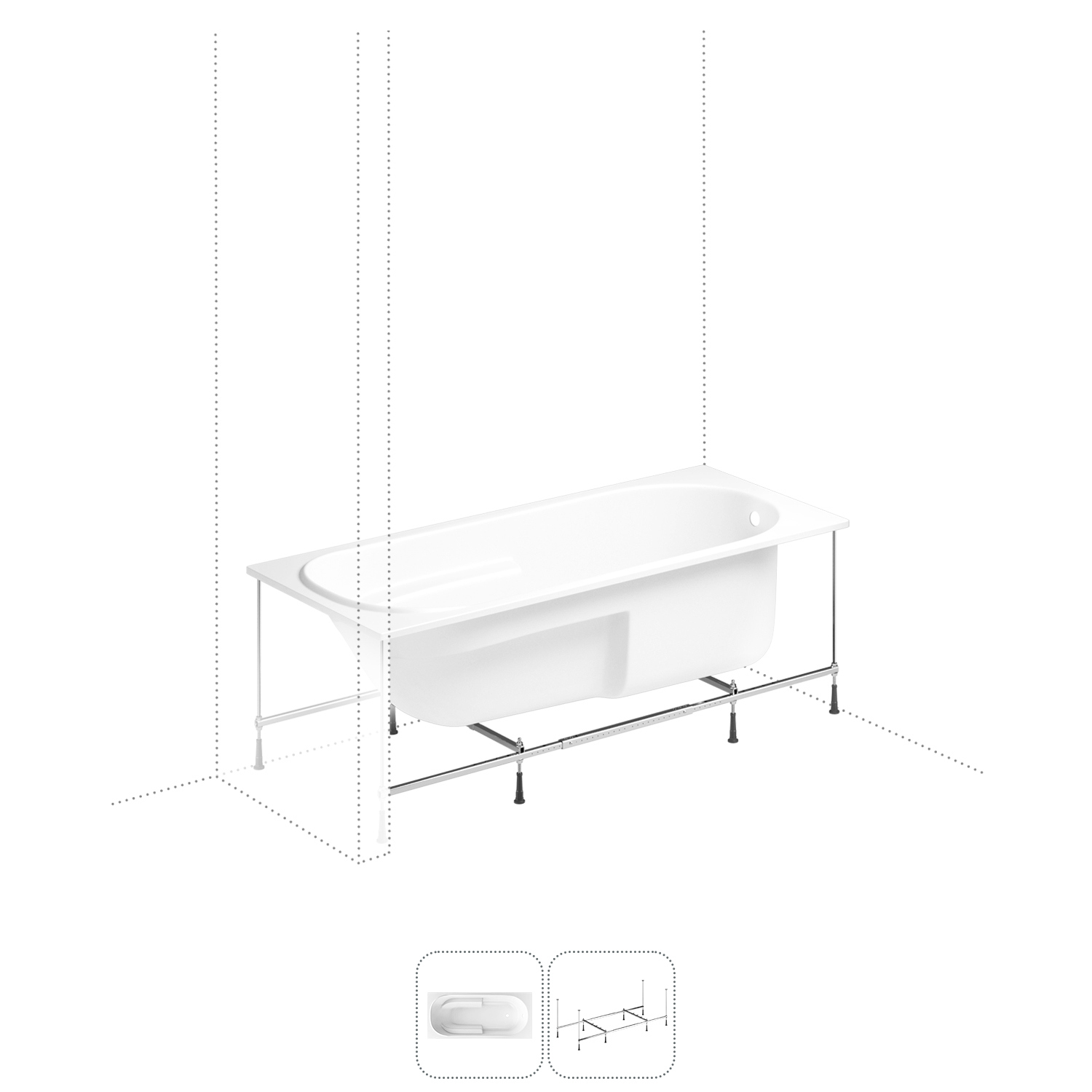 Изображение товара Прямоугольная ванна Lavinia Boho Bristol S1-35020070 литьевой акрил 170x75 см, с усиленным металлическим каркасом