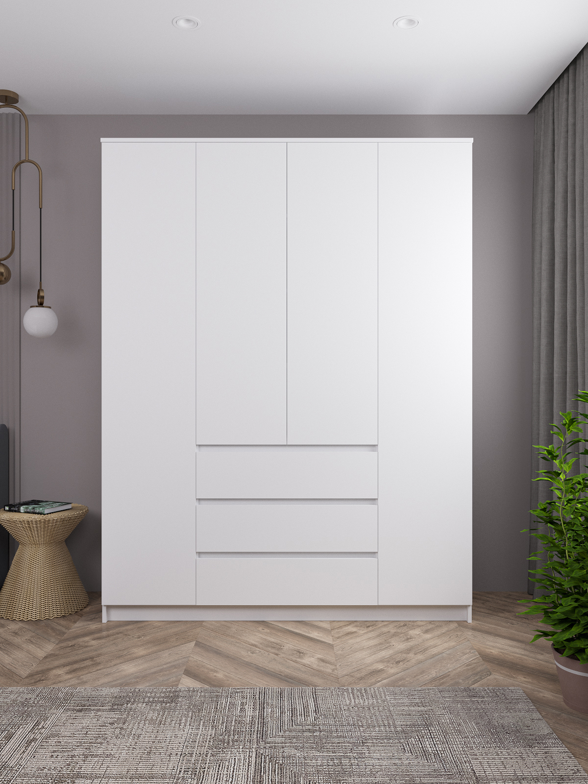 Изображение товара Шкаф распашной Мори 52167 из ЛДСП белый 160.4x210x50.4 см