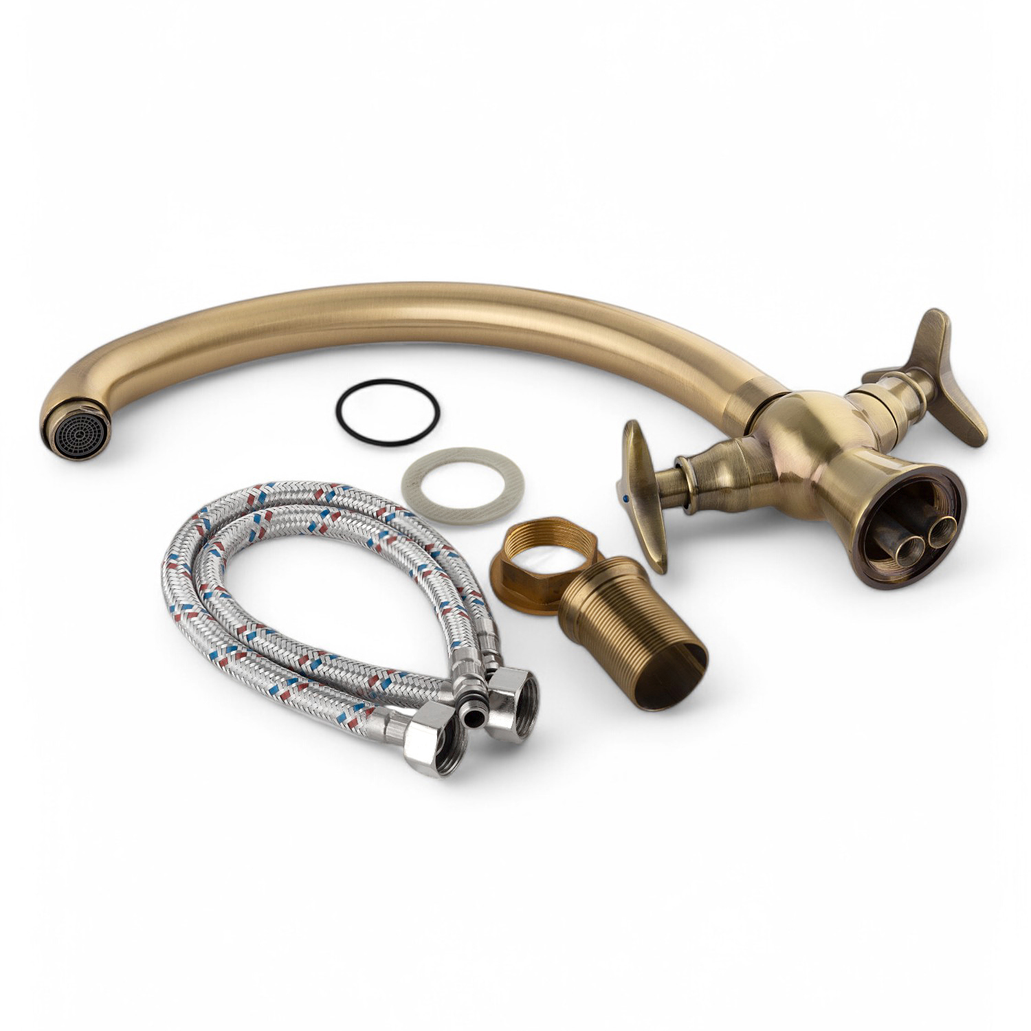 Изображение товара Смеситель для кухни Potato P42323-2 22 см поворотный излив цвет бронза