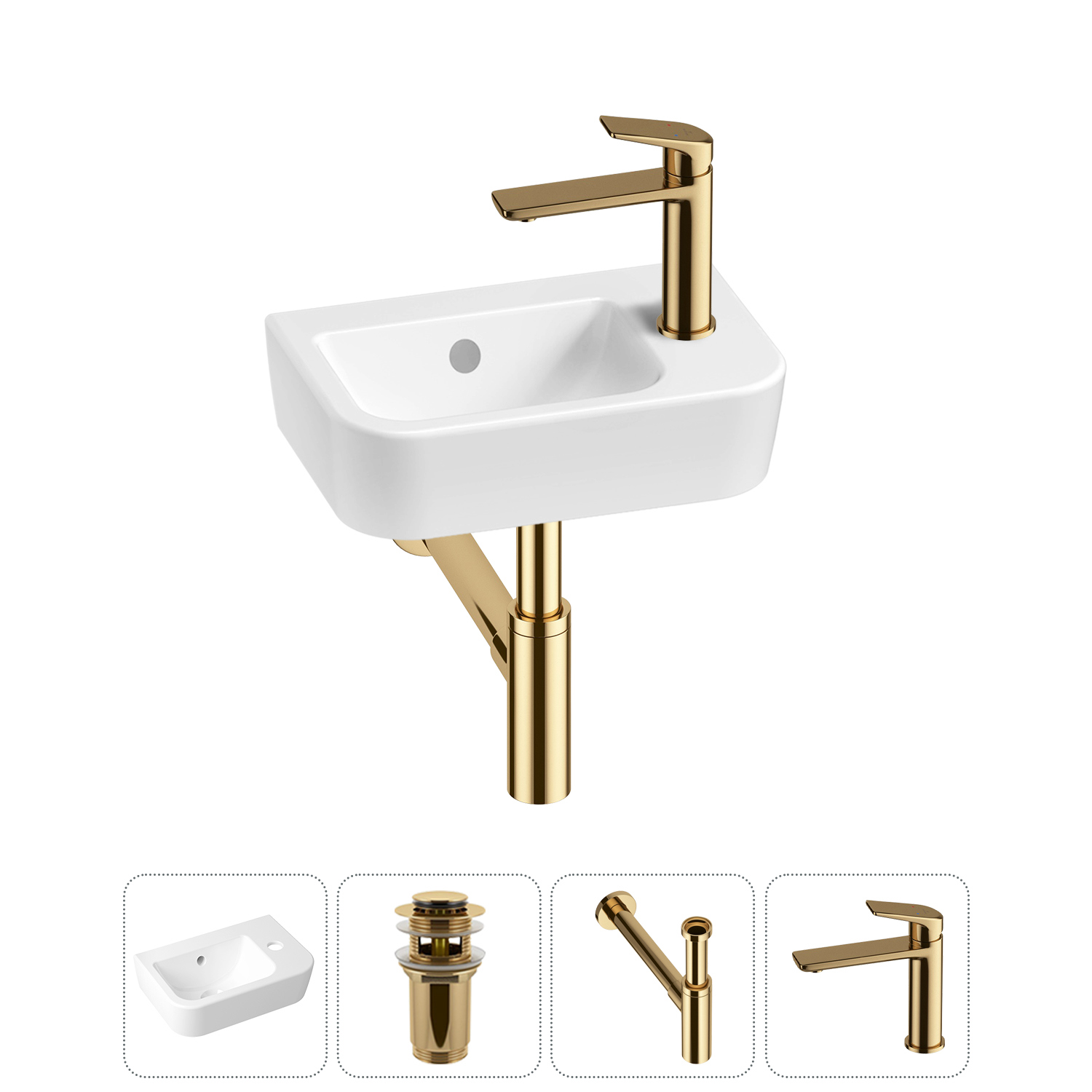 Изображение товара Раковина Lavinia Boho One 37 см 4 в 1 с донным клапаном сифоном и смесителем