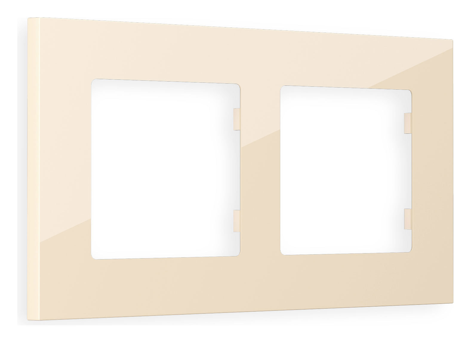Изображение товара Рамка для розеток и выключателей Ambrella volt Alfa Qubi AF250302 2 поста цвет бежевый глянец