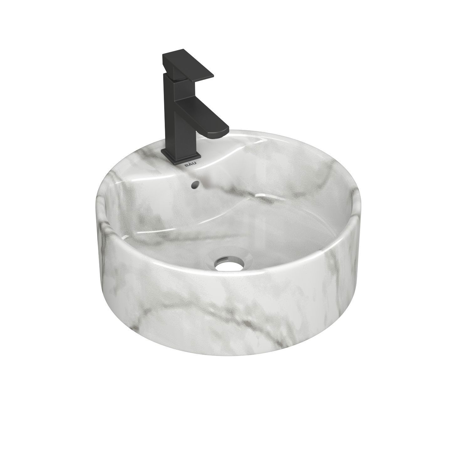Изображение товара Раковина Bauedge Element D41см цвет мрамор/черный Изображение товара Раковина Bauedge Element D41см цвет мрамор/черный