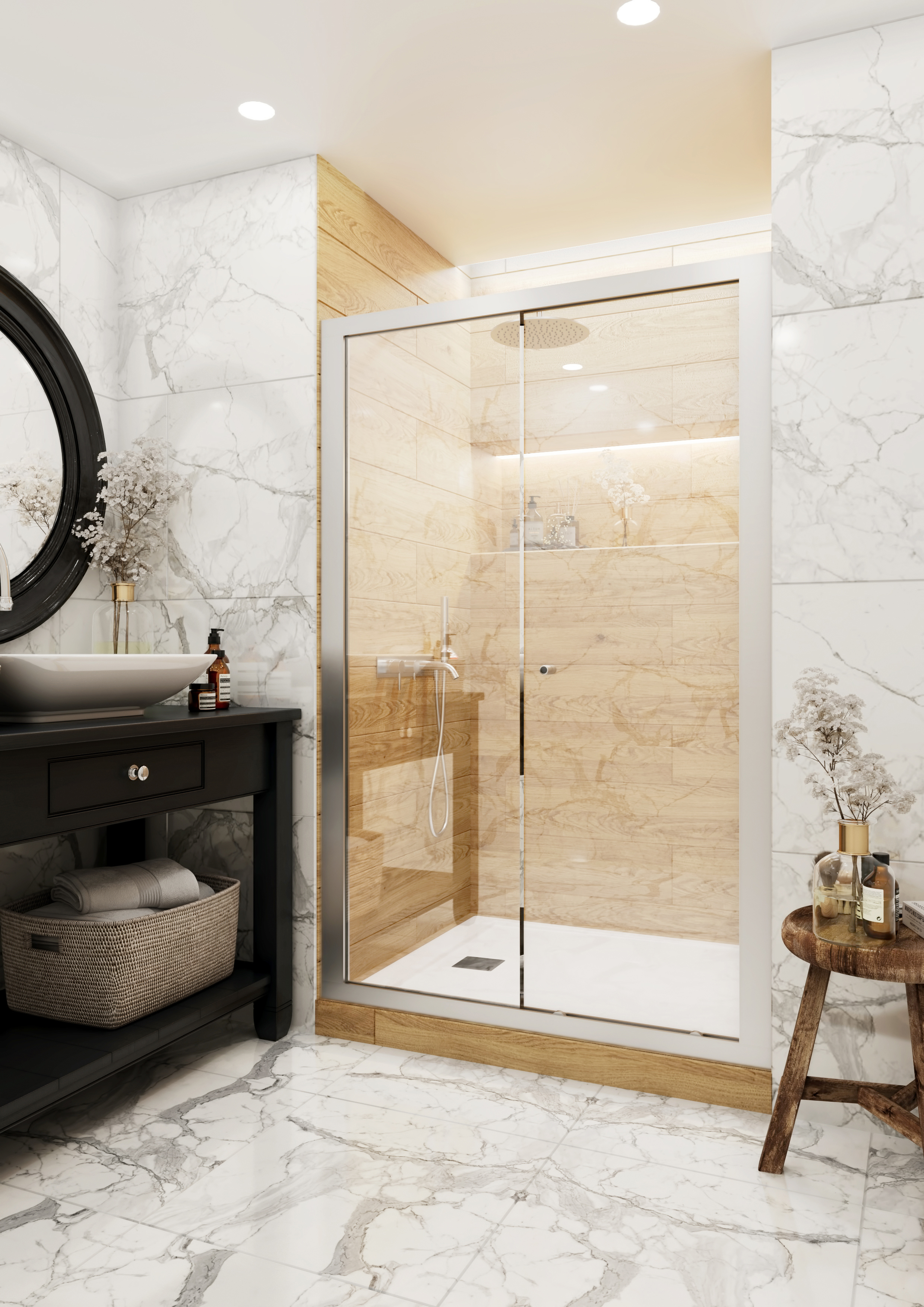 Изображение товара Душевая перегородка Русак ДОМБ6 120 120x190см белый профиль, стекло матовое