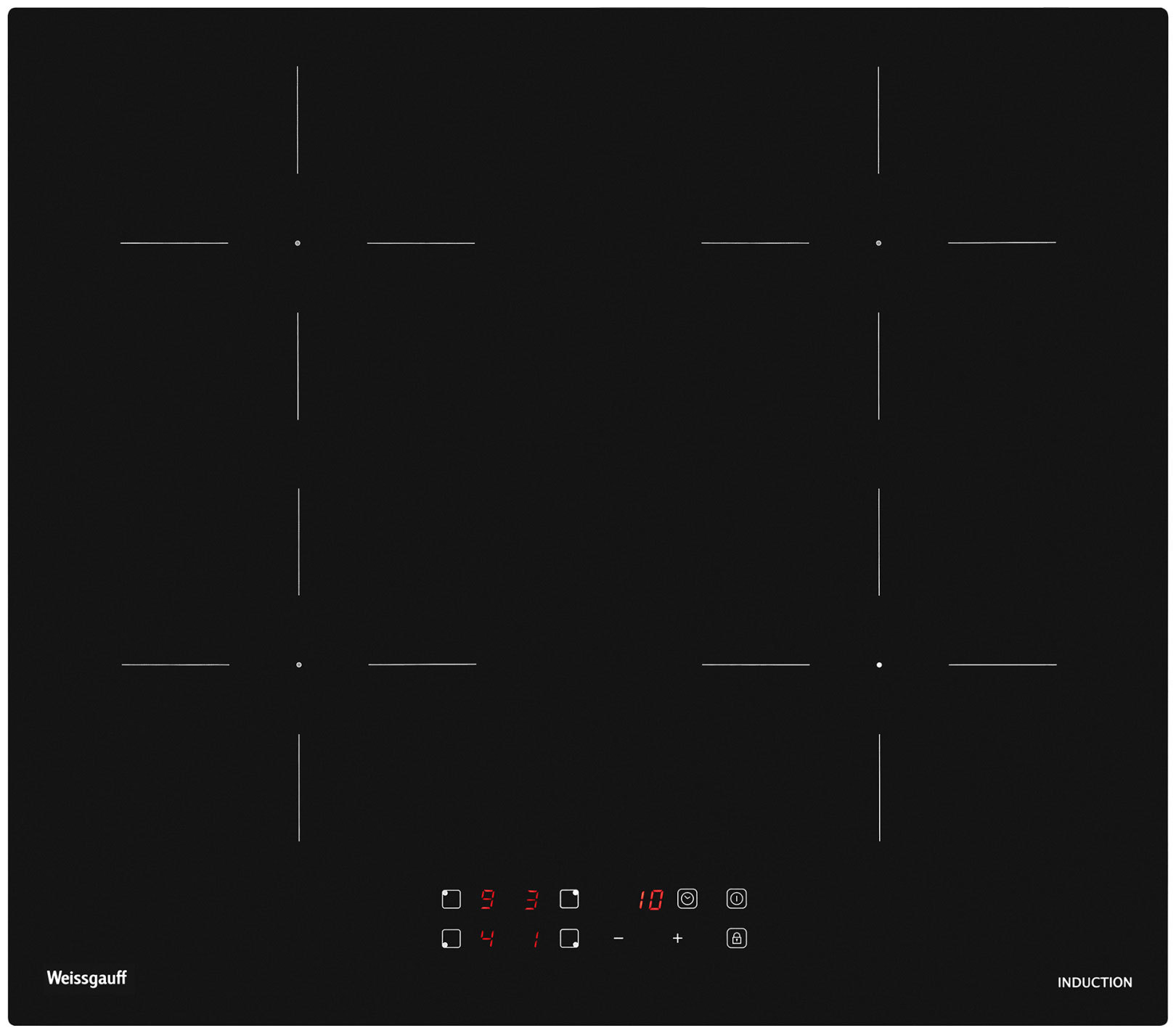 Изображение товара Электрическая варочная панель Weissgauff HI 640 BSCM Premium Cross 59 см 4 конфорки цвет черный