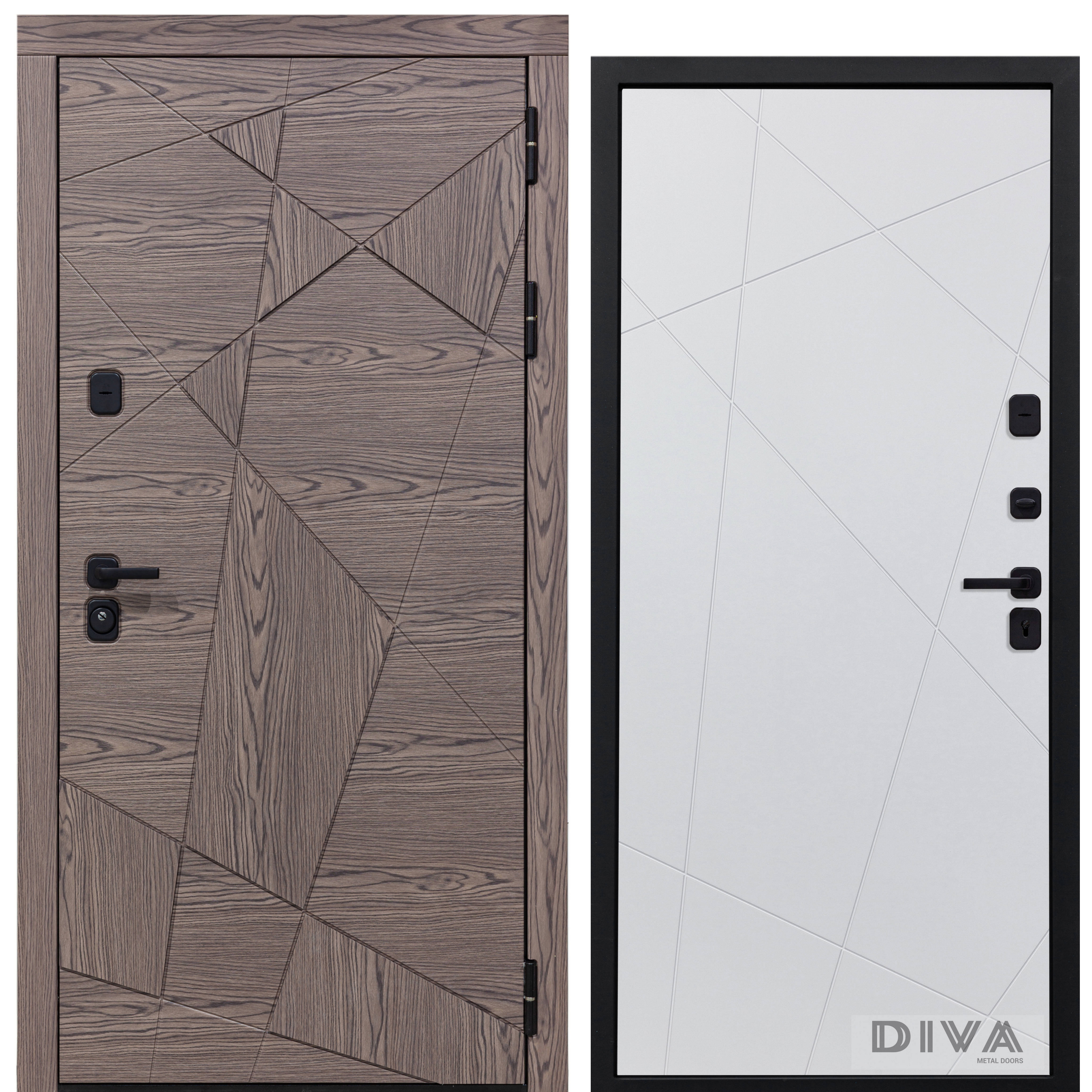 Изображение товара Входная дверь DIVA Diva 97/2 Правый, дуб коньяк/белый софт, 110 мм, 2 замка