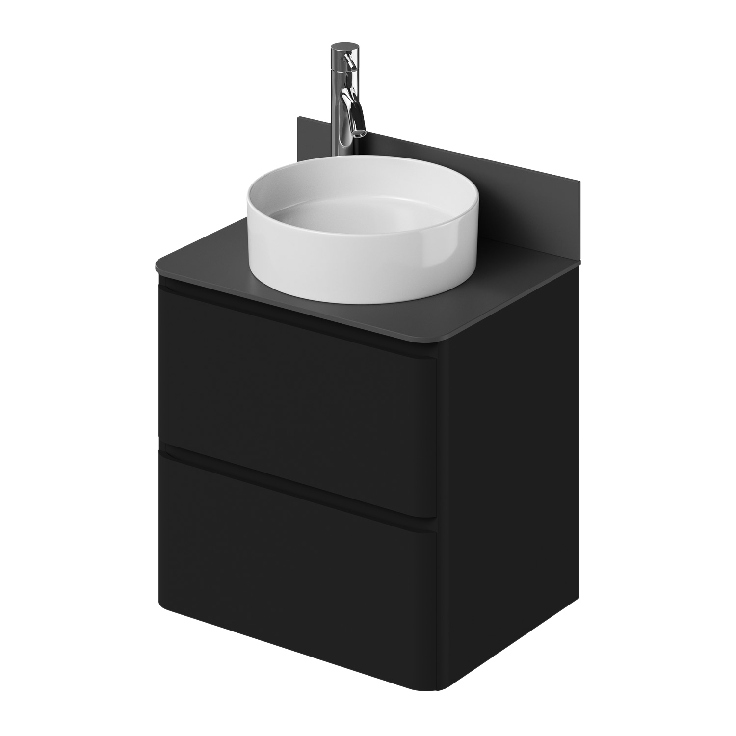 Изображение товара Подвесная тумба со столешницей Roberto 60 см черная для ванной