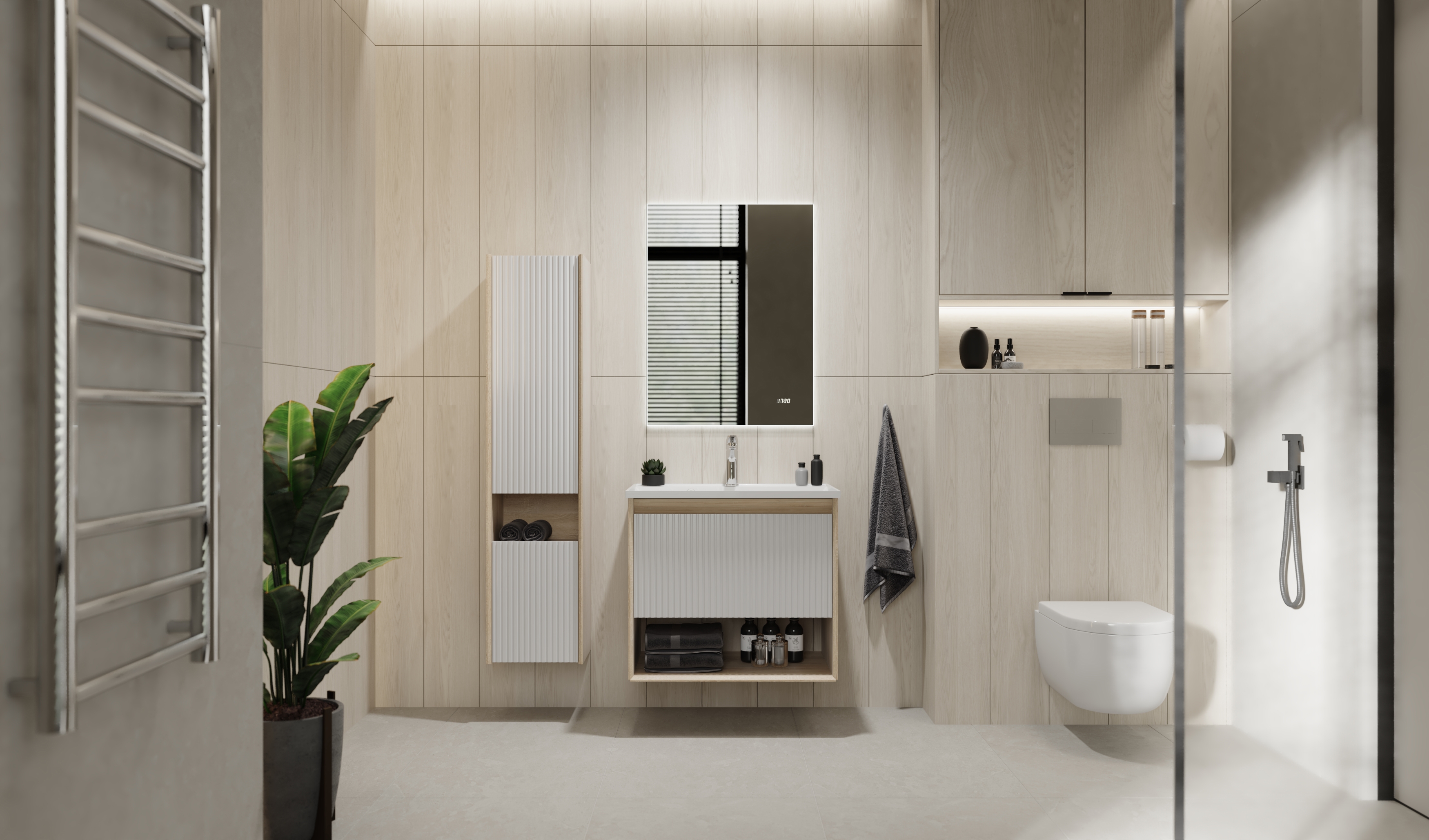 Изображение товара Пенал JORNO Tossony Toss.04.140/P/SS-W/JR 33x140x27 подвесной сонома светлая/белый