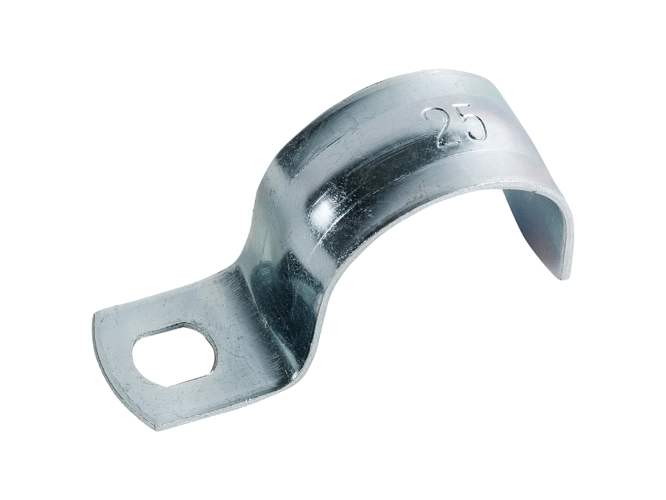 Изображение товара Скоба оцинкованная Экопласт с одним отверстием для трубы D25 мм 100 шт.