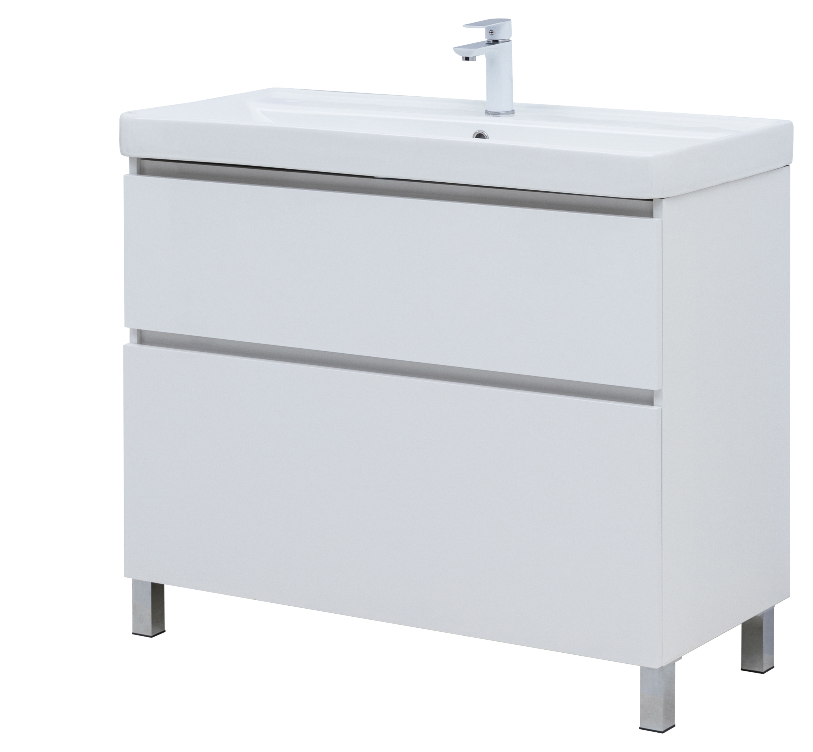 Изображение товара Тумба под раковину Aquanet Вега 98.5 см белый глянец напольная