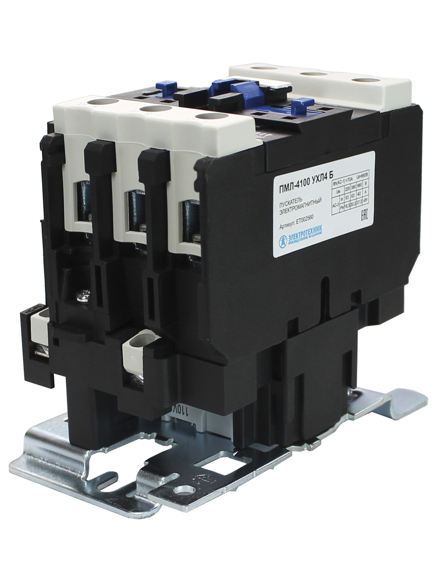 Изображение товара Пускатель электромагнитный Электротехник ПМЛ-4100 УХЛ4 Б 110В/50Гц 1р+1з 63А нереверсивный без реле IP00