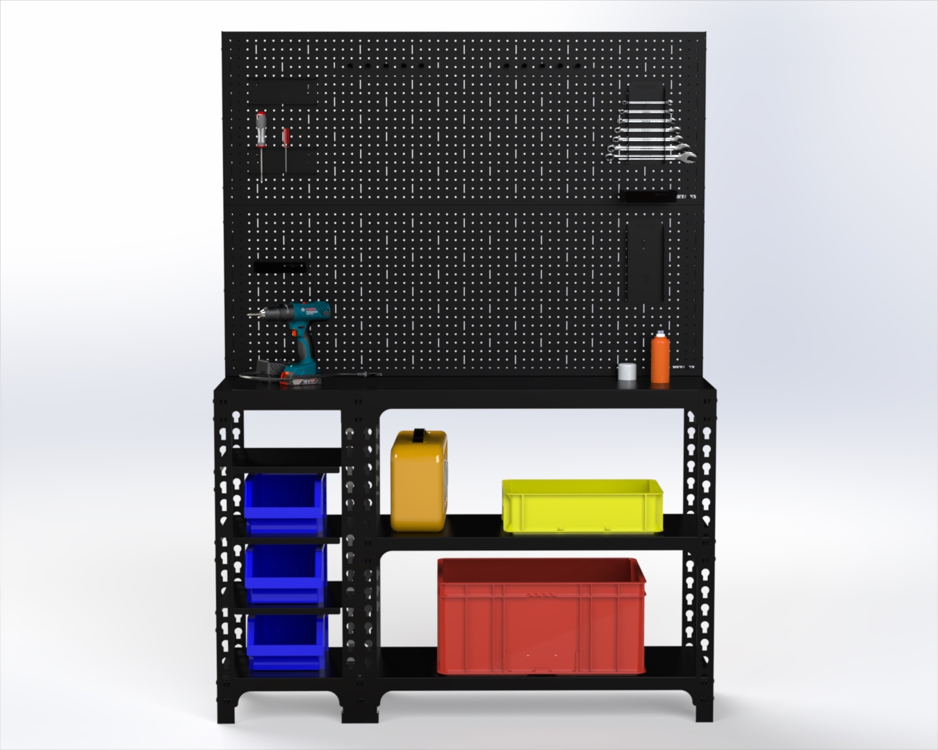 Изображение товара Стол-верстак Metalex 117167 950x1400x400 мм с аксессуарами и перфопанелями