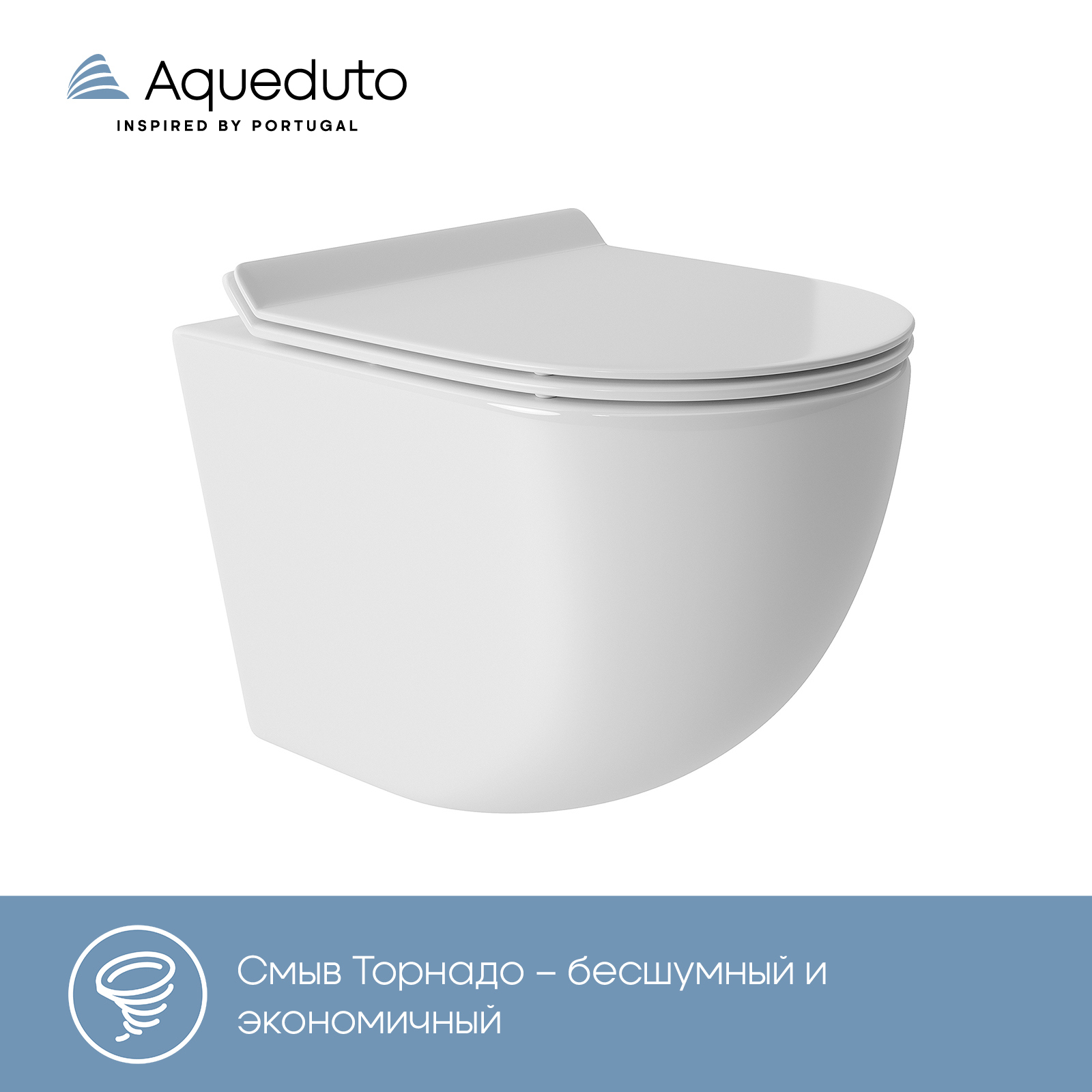 Изображение товара Унитаз подвесной Aqueduto OVOT0110 безободковый с сиденьем микролифт