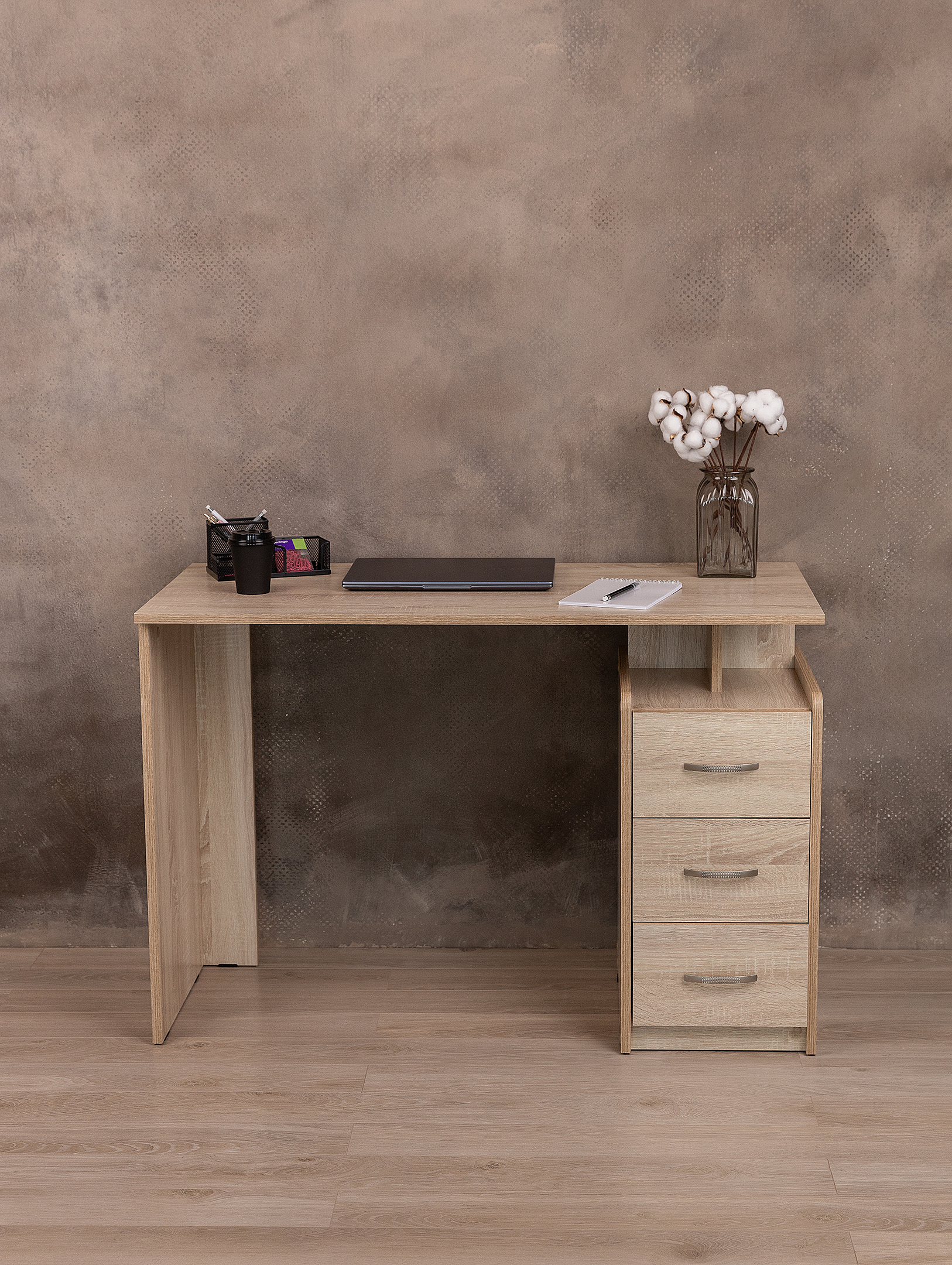 Изображение товара Стол офисный учебный с ящиками из ЛДСП дуб сонома 110x75x50 см