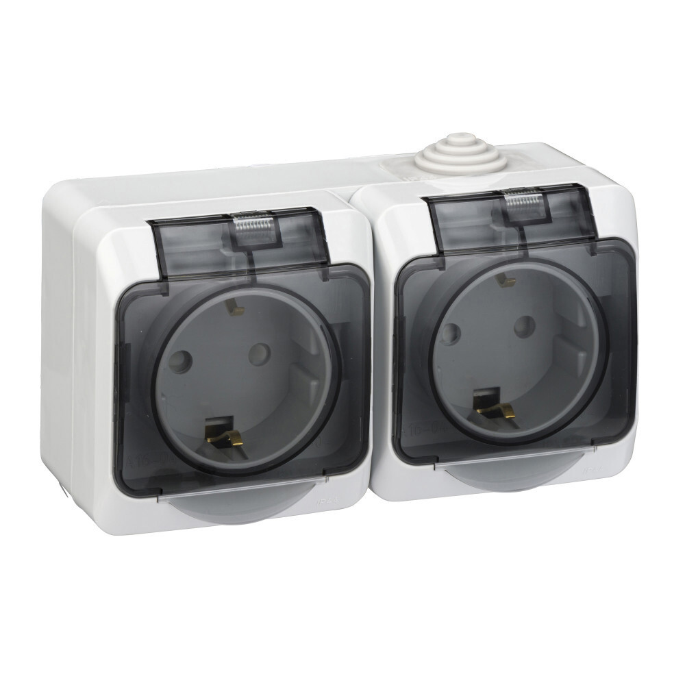 Изображение товара Двойная накладная розетка Systeme Electric Этюд PA16-244C серый