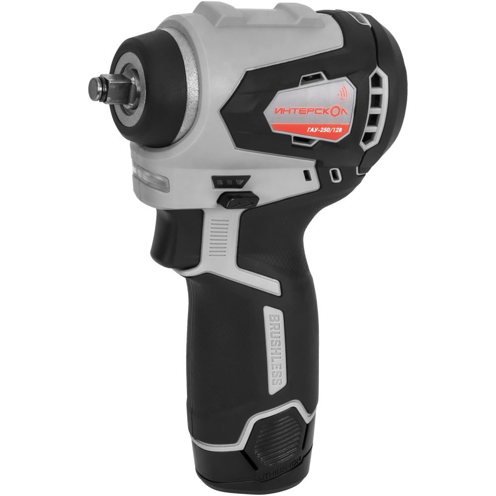 Изображение товара Гайковерт аккумуляторный бесщеточный ударный Интерскол ГАУ-250/12ВЭ АПИ-Т, 12 В Li-Ion 2x2 Ач, 250 Нм