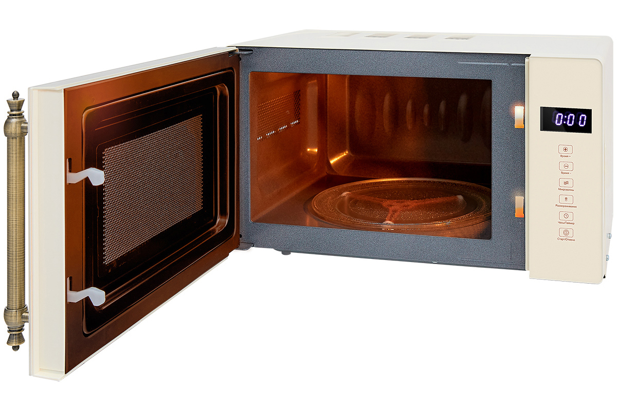 Изображение товара Отдельностоящая микроволновая печь Hiberg VM-4088 YR 20 л 700 Вт бежевый стиль ретро
