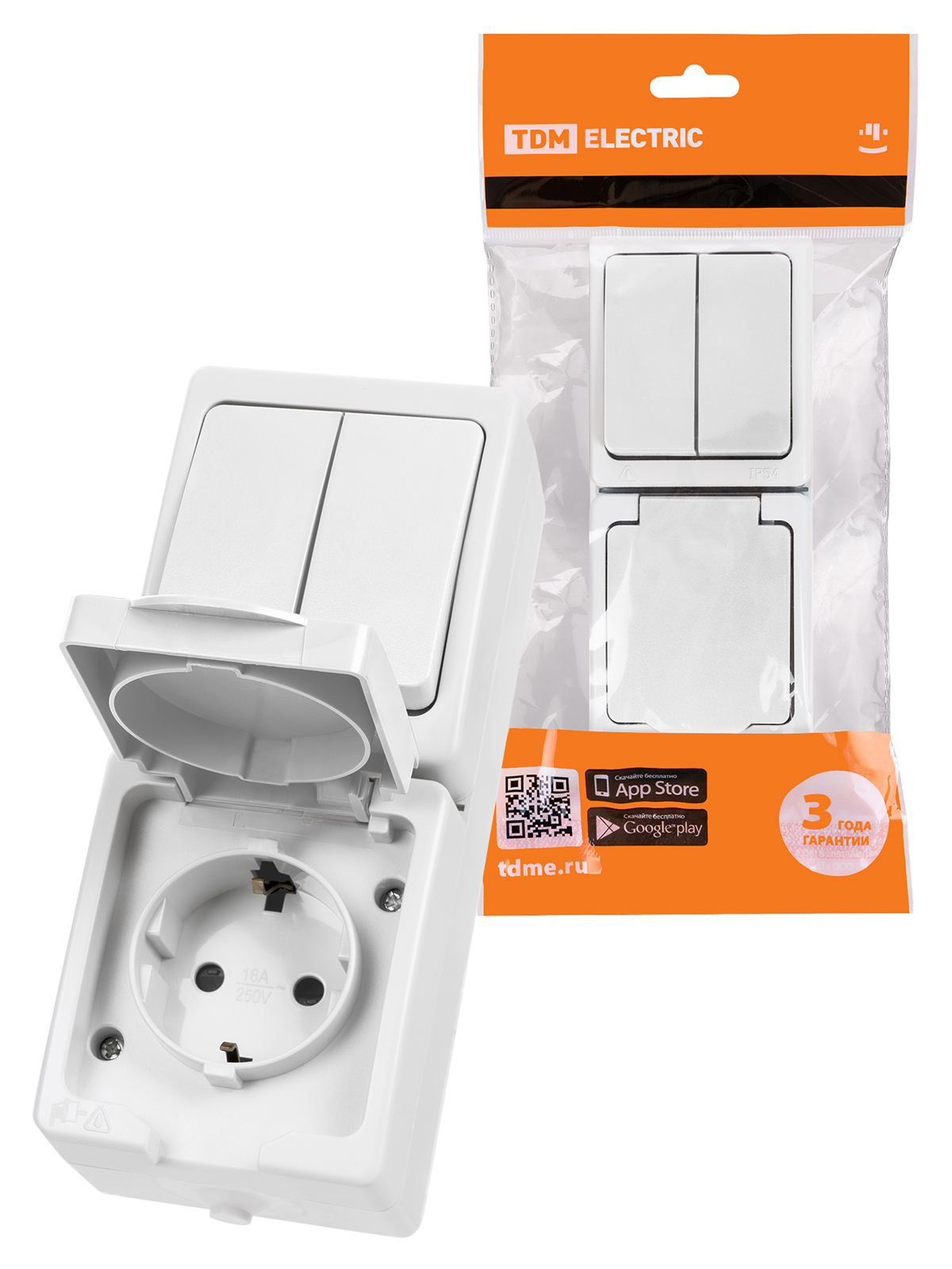 Изображение товара Розетка с выключателем накладная Tdm electric Ладога SQ1801-0201 с заземлением 1 клавиша цвет слоновая кость