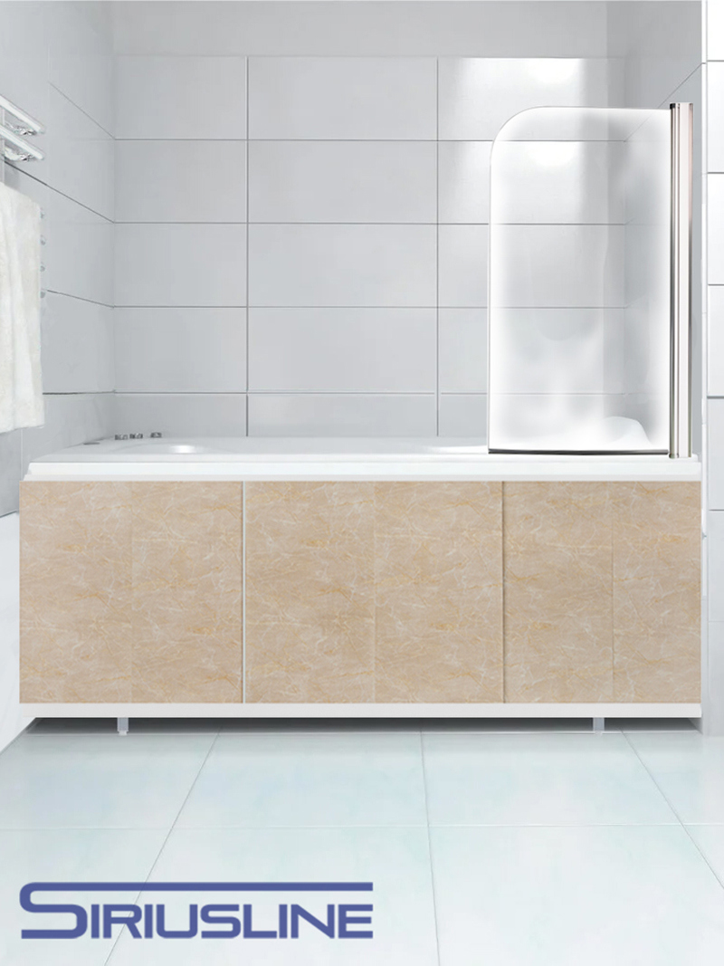Изображение товара Экран под ванну Siriusline 170 см пластиковый профиль бежевый мрамор