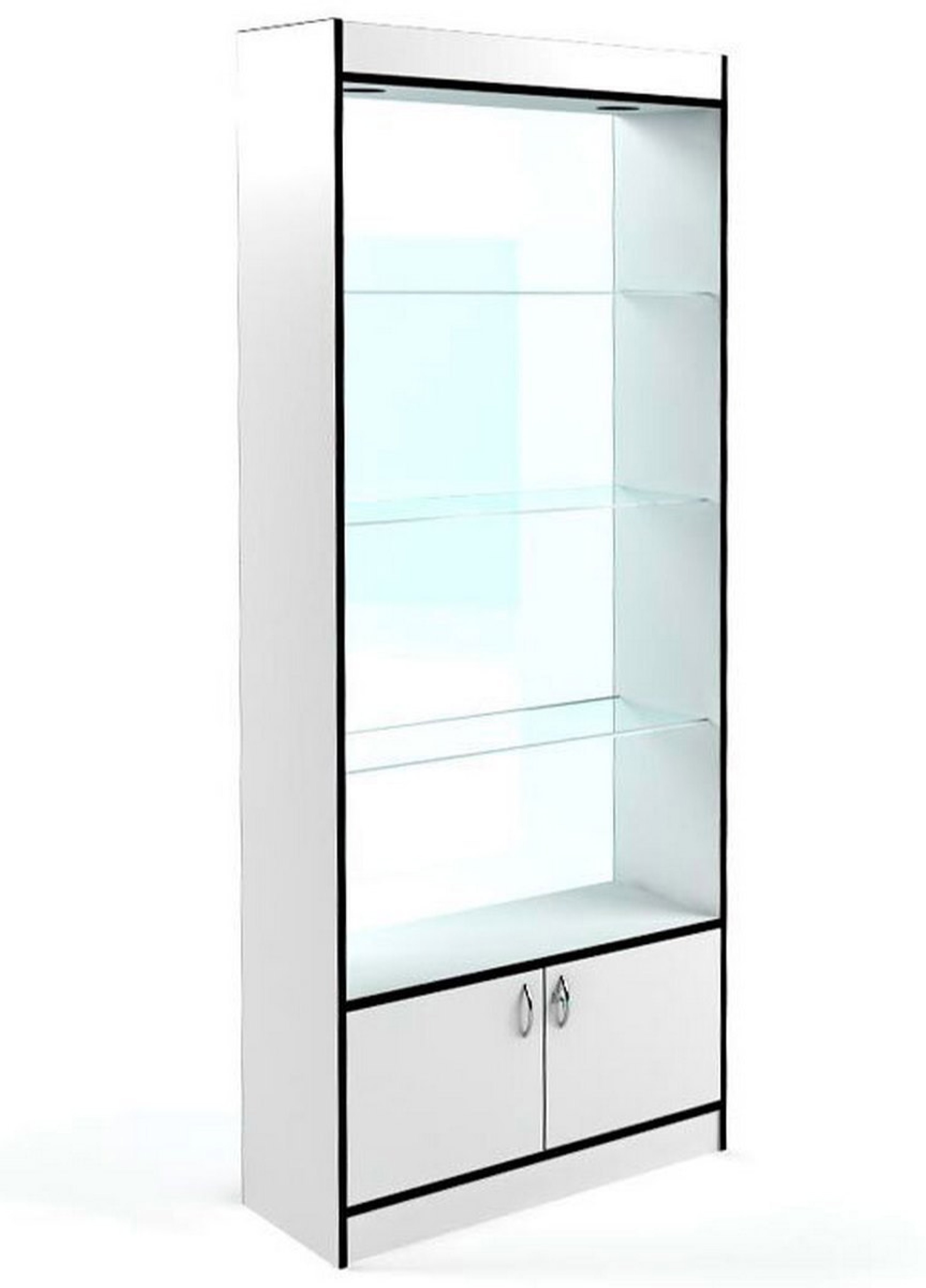 Изображение товара Шкаф-витрина 85x200 см с накопителем Универсал №62-С, стекло, цвет белый