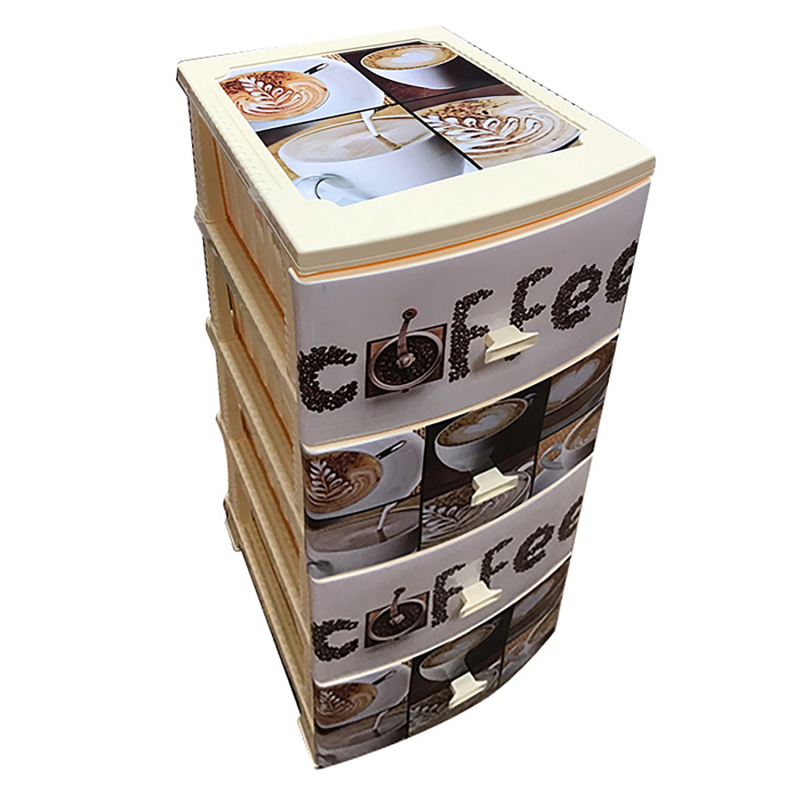 Изображение товара Комод Росспласт Кофе с 4 ящиками из пластика для детской комнаты