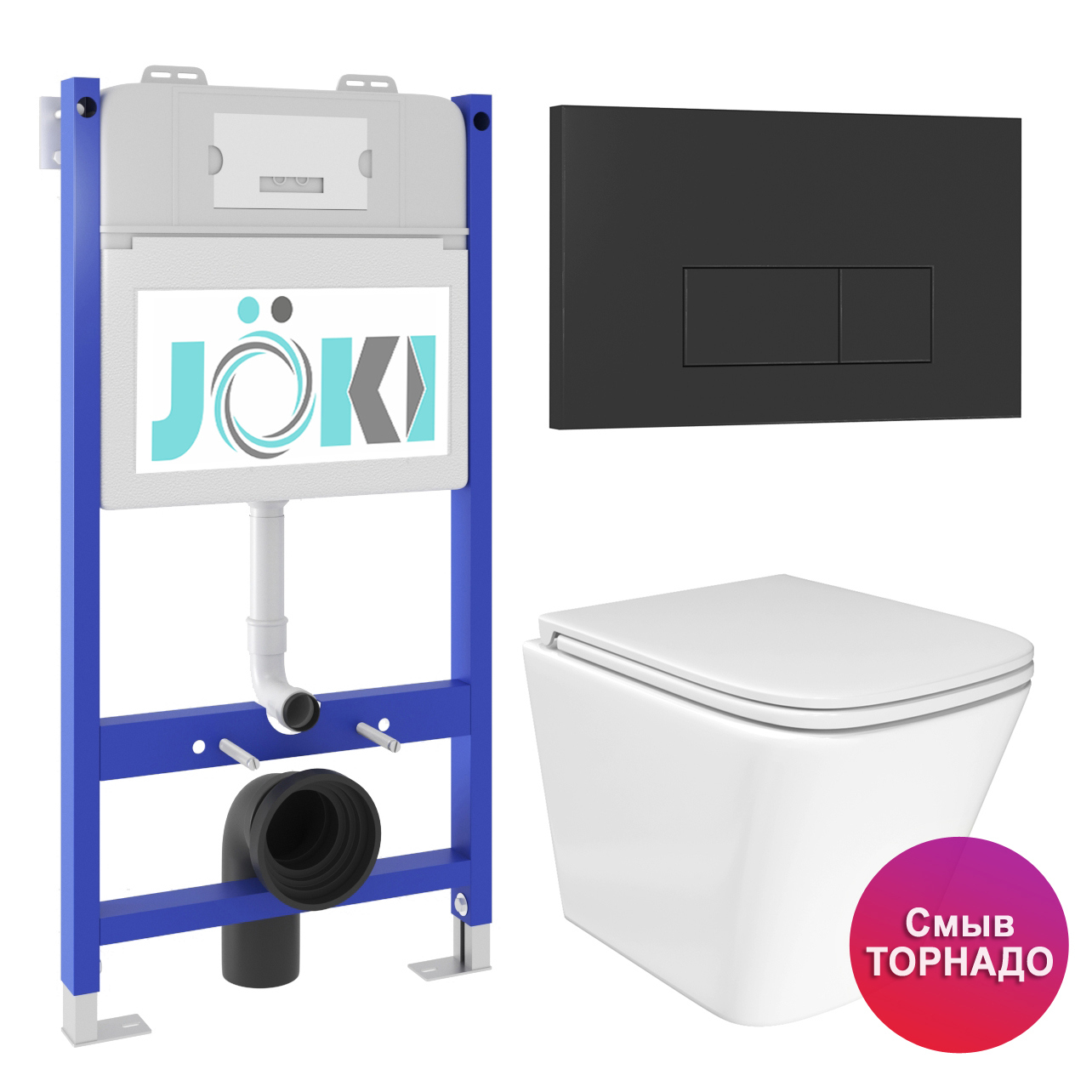 Изображение товара Комплект инсталляция с унитазом Joki JKS303033203BM белый современный дизайн