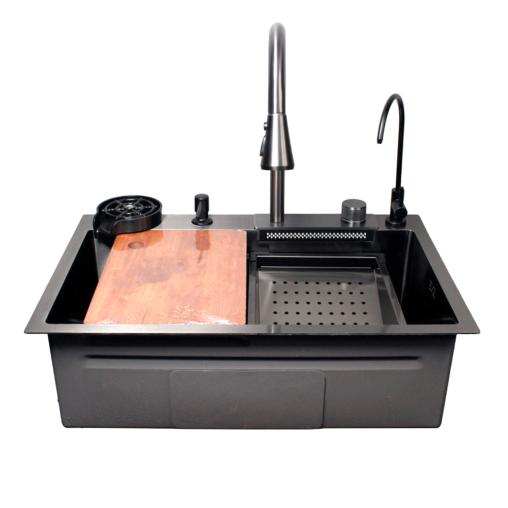 Изображение товара Мойка для кухни врезная с дозатором Soul of calypso Cs6846-6 68x46 см нержавеющая сталь черная