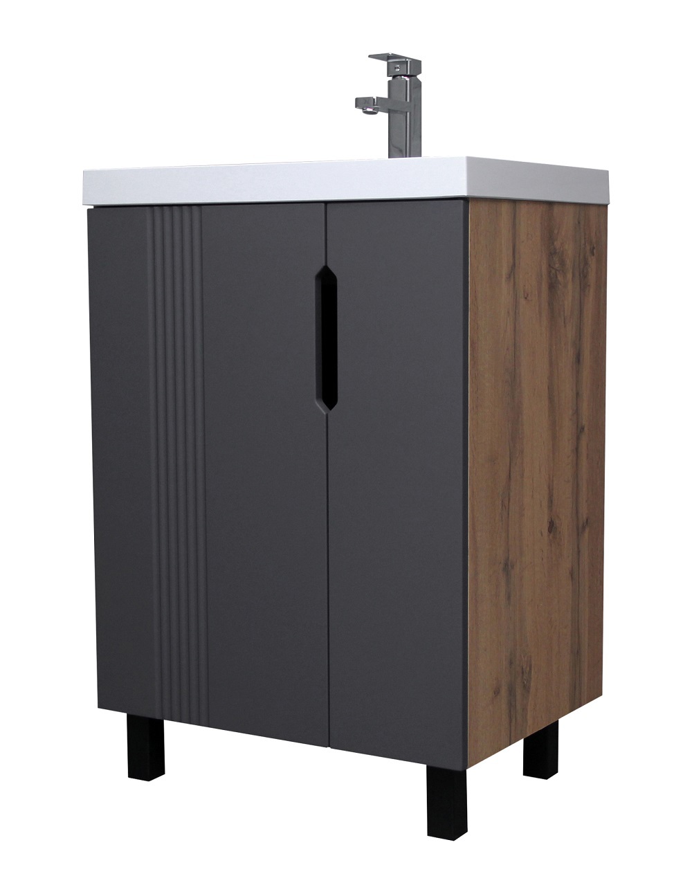 Изображение товара Тумба под раковину Айсберг DA3502T 59см гладкая мебель для ванной темный цвет