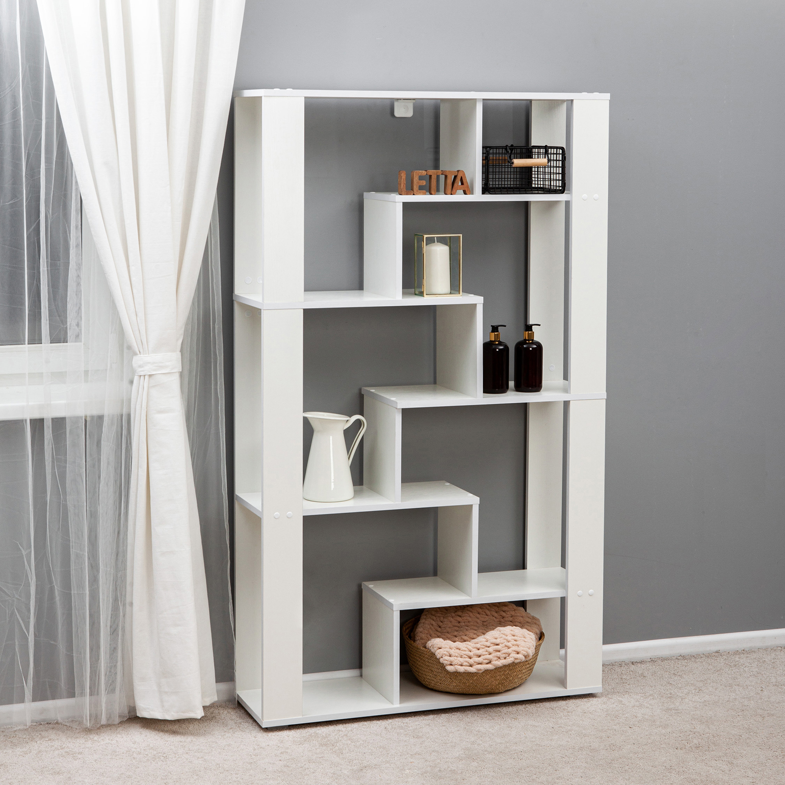 Изображение товара Стеллаж Letta Plus 12 секций 91.6x157.2x28 см ЛДСП цвет белый Изображение товара Стеллаж Letta Plus 12 секций 91.6x157.2x28 см ЛДСП цвет белый