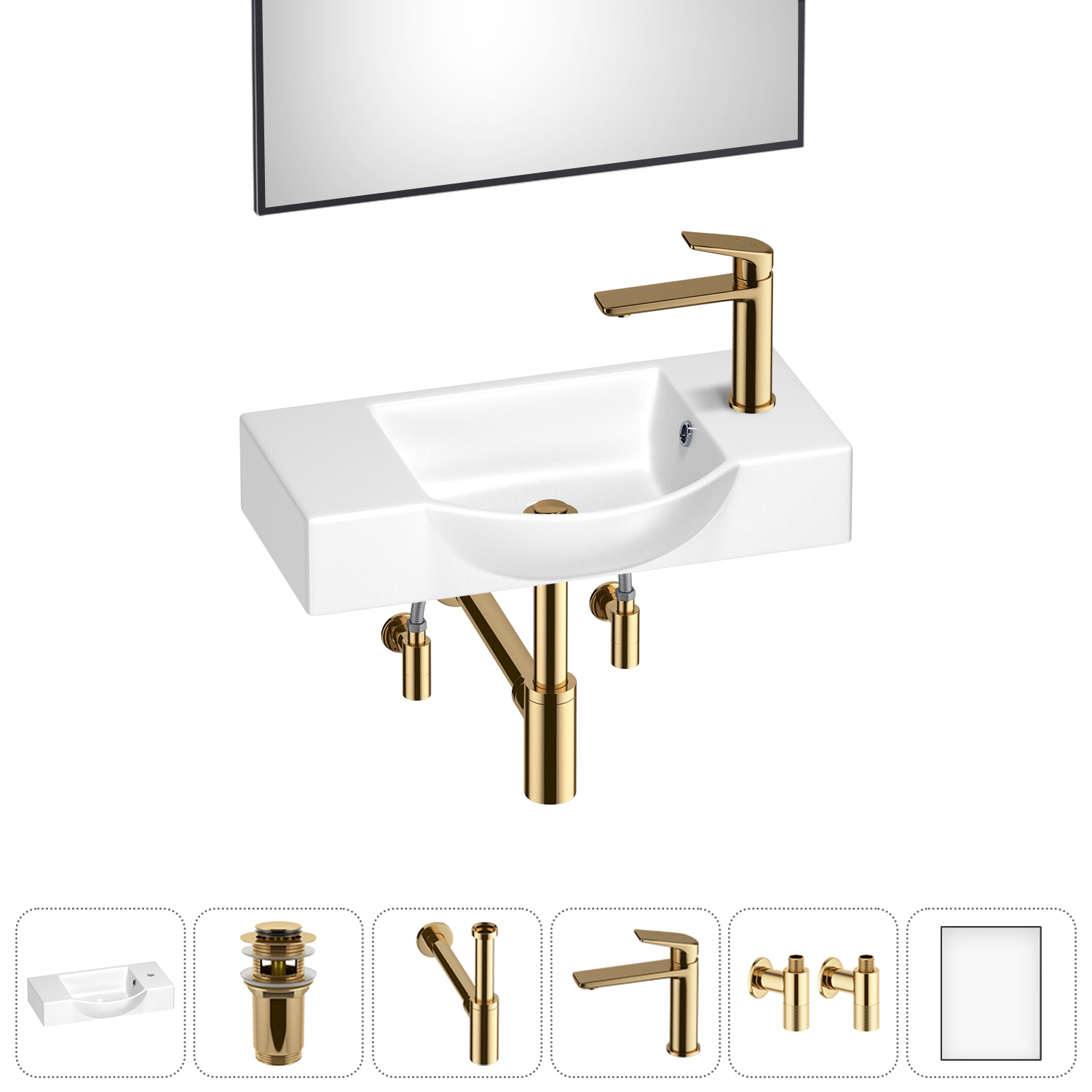 Изображение товара Раковина Wellsee wc area 202011895 55см цвет золото (комплектующие)